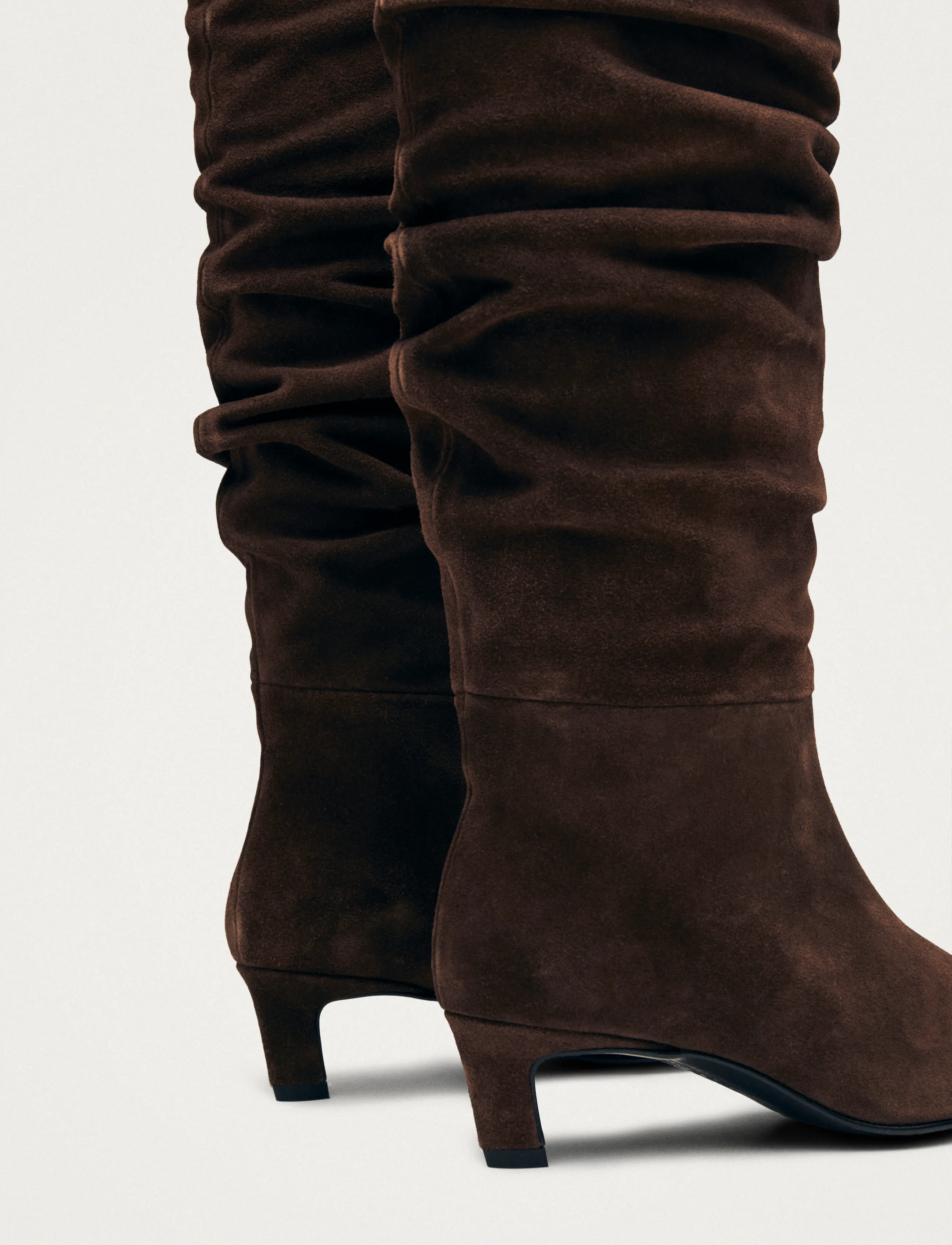 ALOHAS - Kalila Suede Brown Leather Boots - langskaftede støvler - chocolate brown - 4