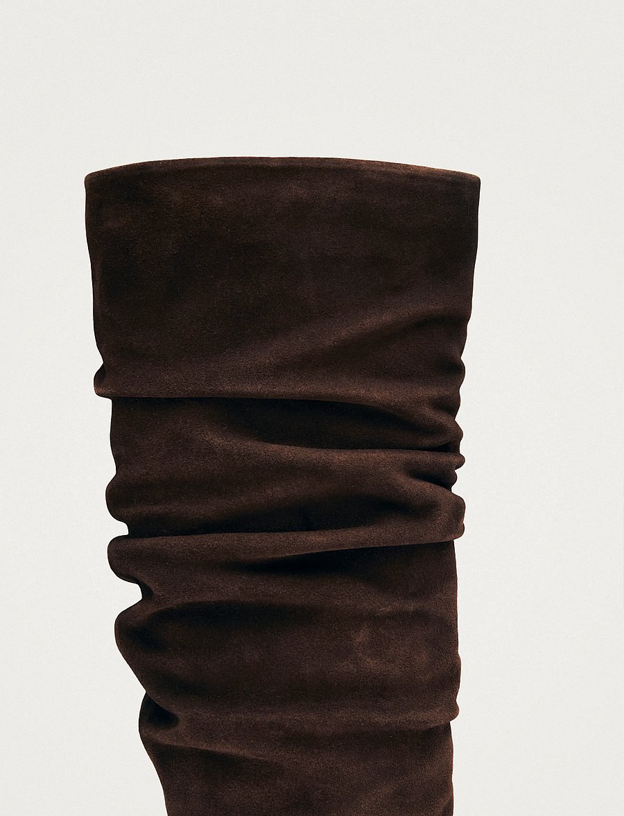 ALOHAS - Kalila Suede Brown Leather Boots - langskaftede støvler - chocolate brown - 5
