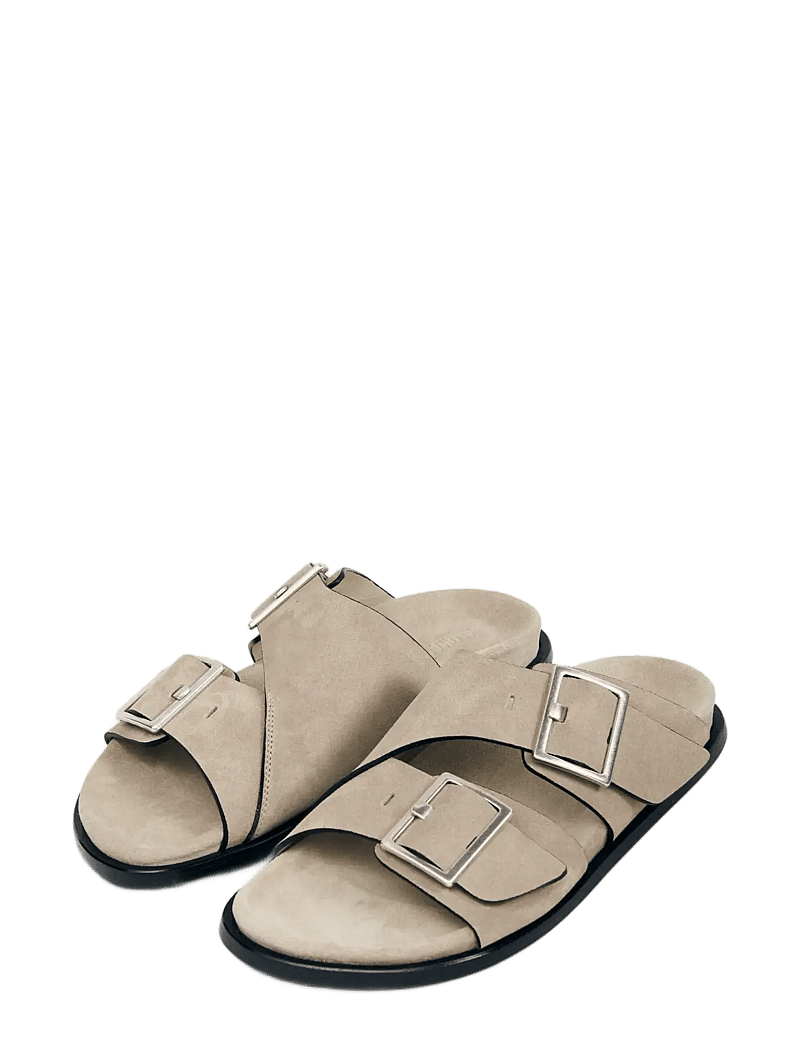 ALOHAS - Alba Suede Leather Sandals - platta sandaler - beige - 1