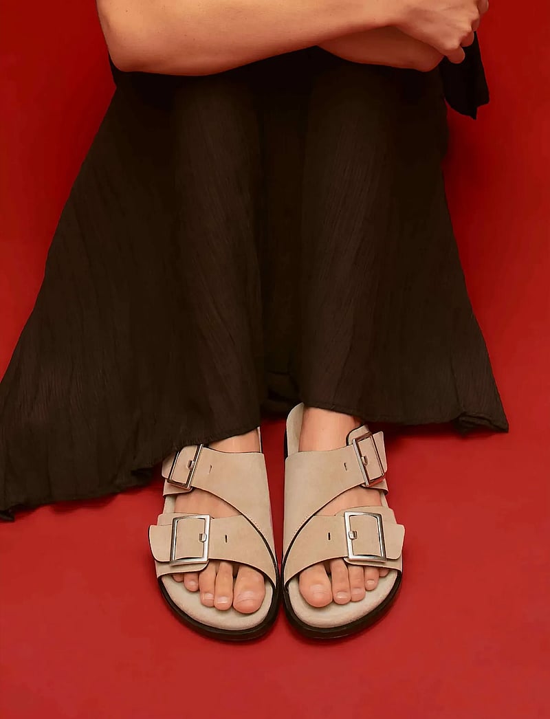 ALOHAS - Alba Suede Leather Sandals - platta sandaler - beige - 0