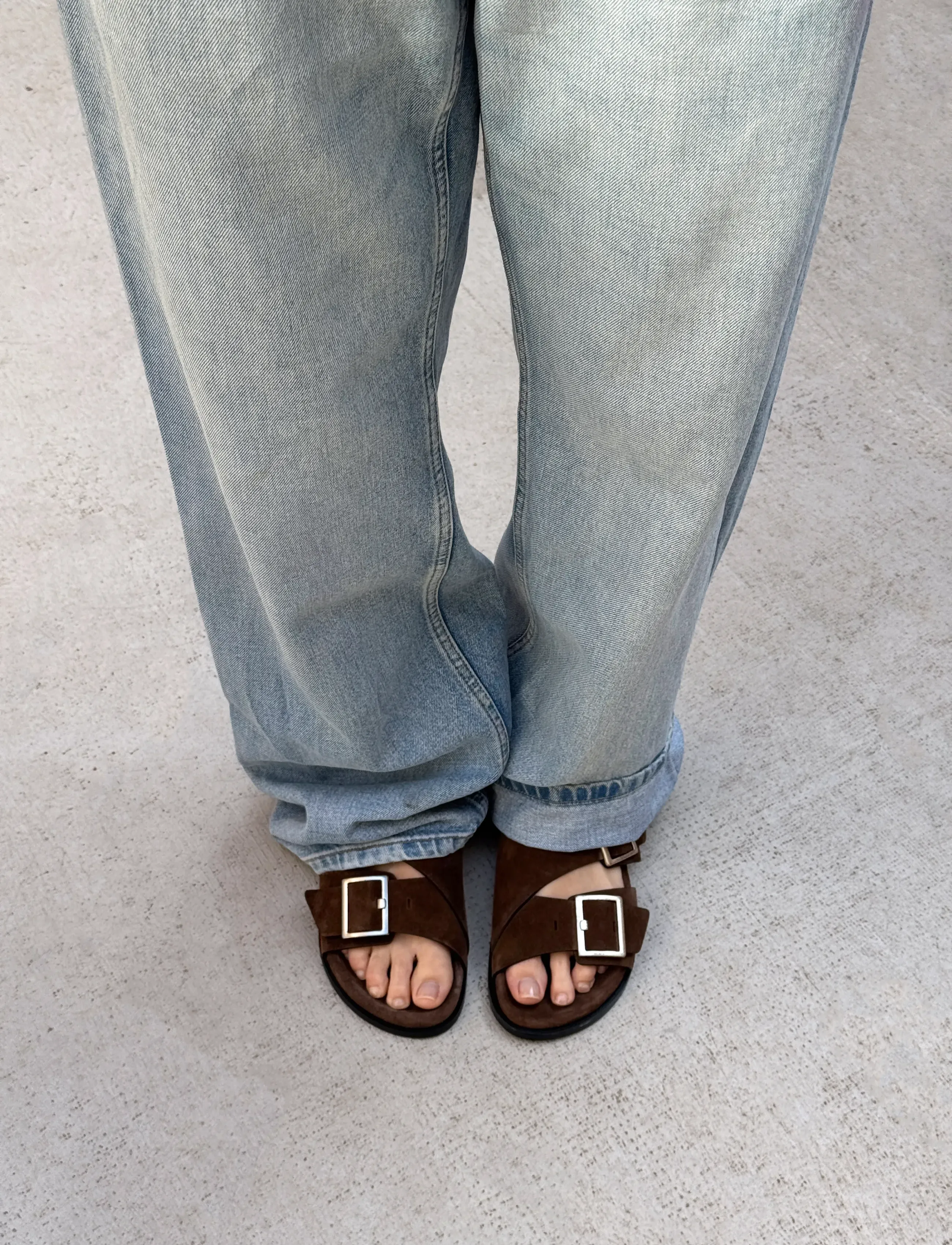 ALOHAS Alba Suede Leather Sandals, 37, Brown, Sandaler > Flade Sandals, Dame