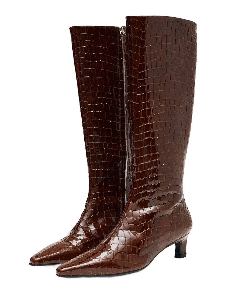 ALOHAS - Gema Alli Brown Leather Boots - langskaftede støvler - brown - 1