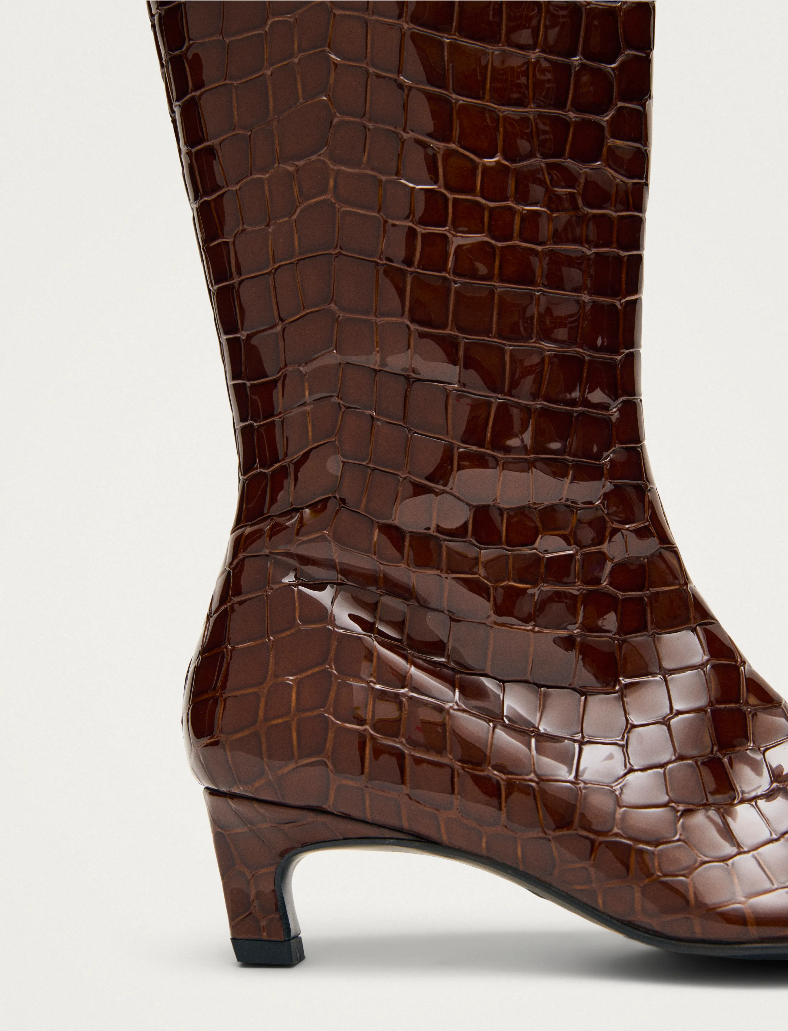 ALOHAS - Gema Alli Brown Leather Boots - langskaftede støvler - brown - 5