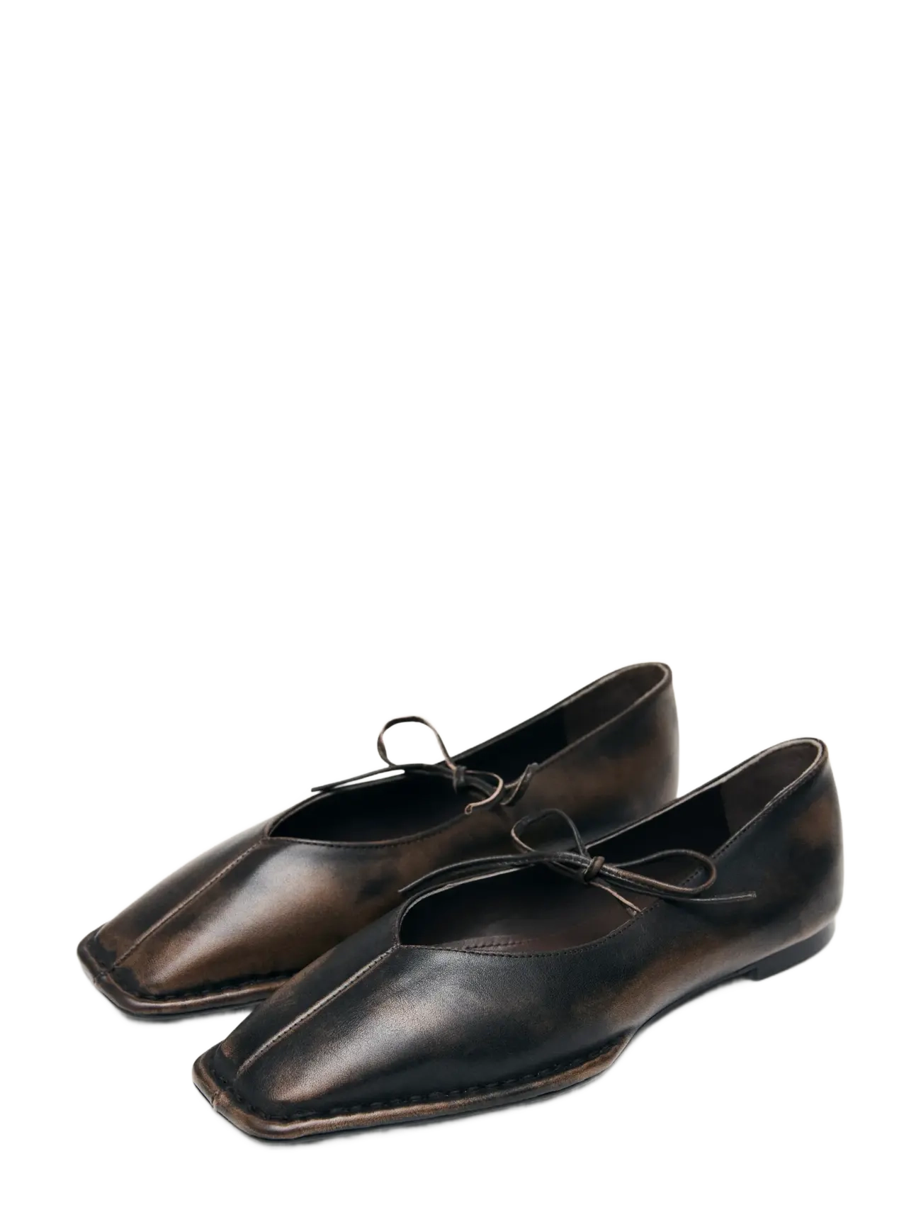 ALOHAS Sway Vintage Effect Brown Leather Ballet Flats - Ballerinas - BROWN / brown