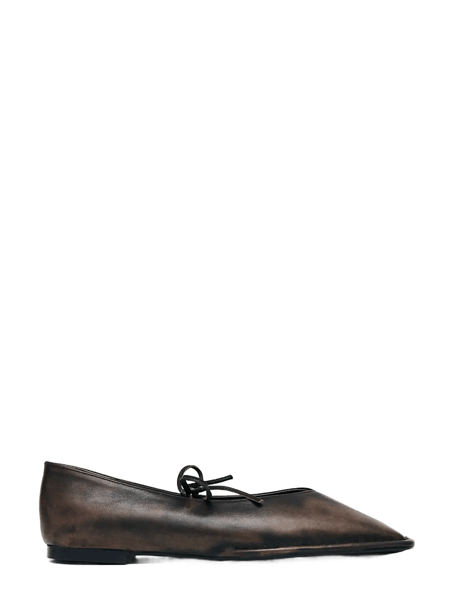 ALOHAS - Sway Vintage Effect Brown Leather Ballet Flats - special occasions - brown - 2