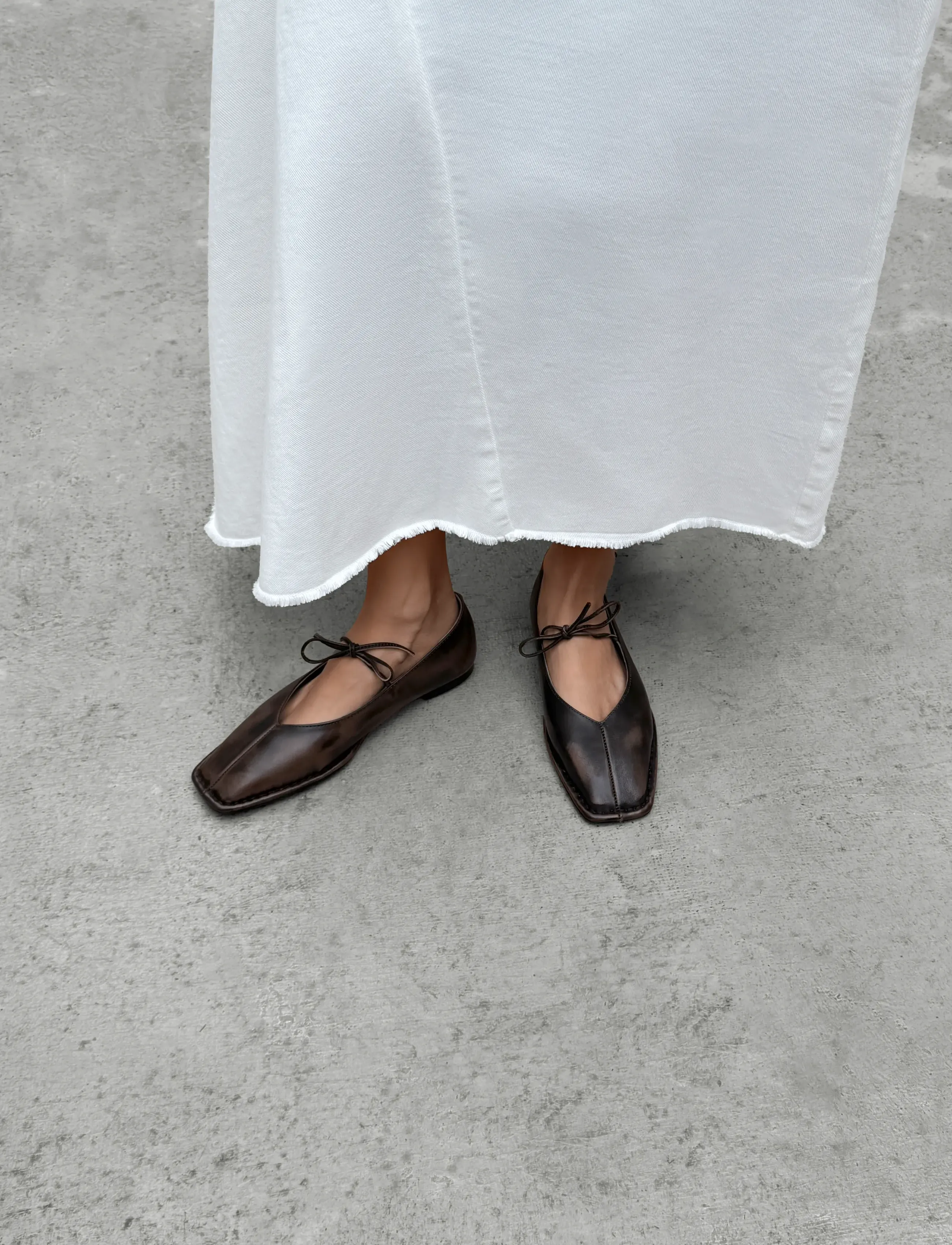 ALOHAS Sway Vintage Effect Brown Leather Ballet Flats, 36, Schuhe, Braun - Ballerinas, Frauen