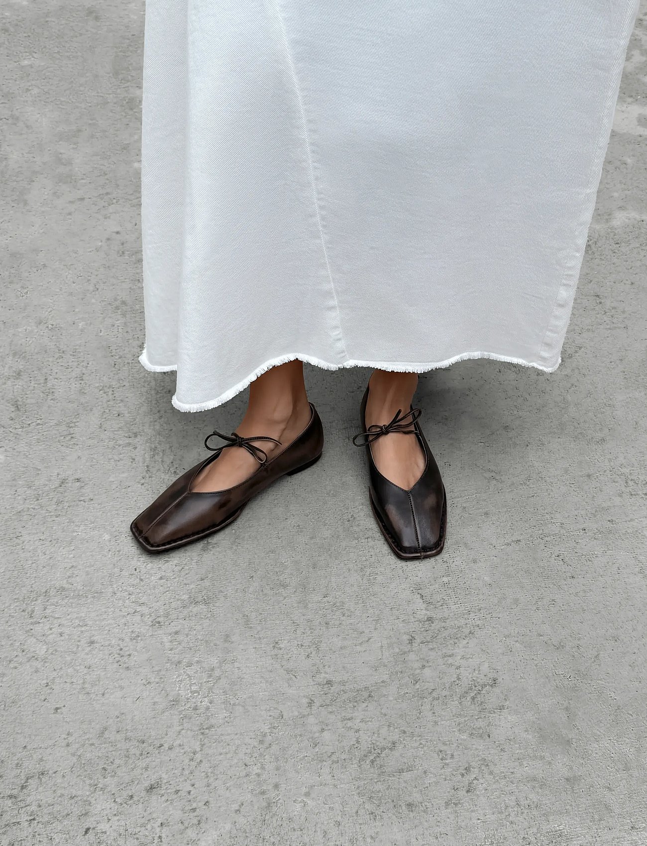 Sway Vintage Effect Brown Leather Ballet Flats