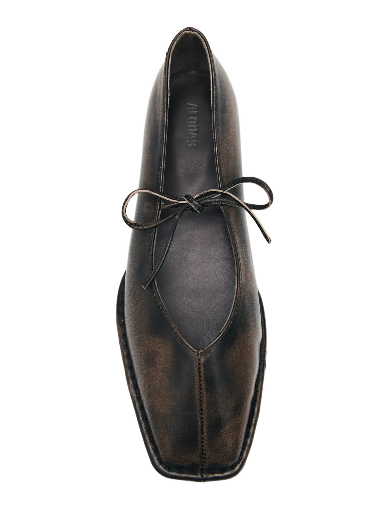 ALOHAS - Sway Vintage Effect Brown Leather Ballet Flats - special occasions - brown - 3