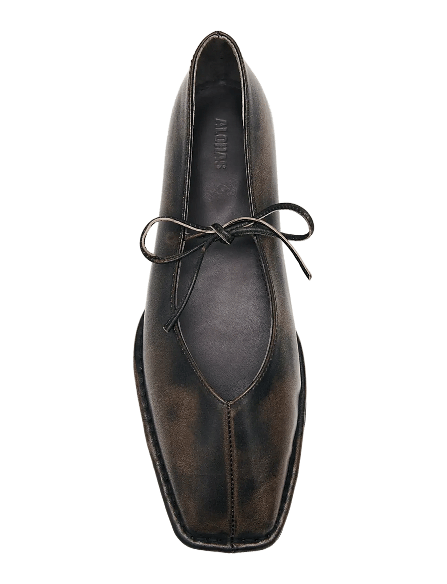 ALOHAS - Sway Vintage Effect Brown Leather Ballet Flats - special occasions - brown - 3