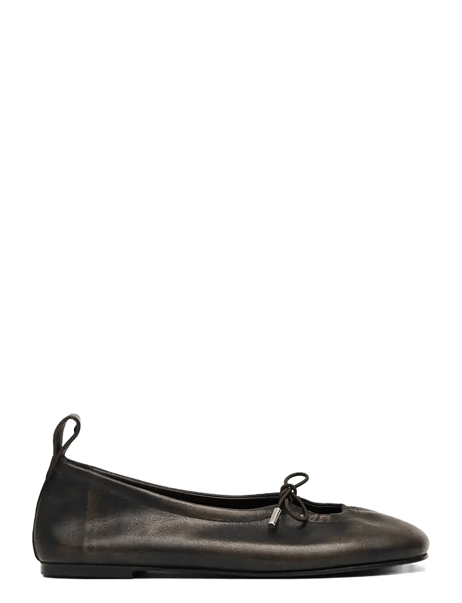 ALOHAS - Rosalind Vintage Effect Brown Leather Ballet Flats - special occasions - brown - 1