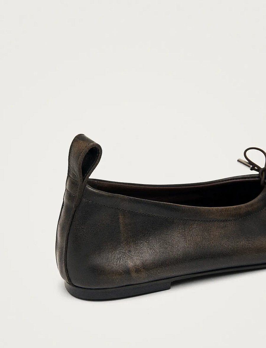 ALOHAS - Rosalind Vintage Effect Brown Leather Ballet Flats - special occasions - brown - 4