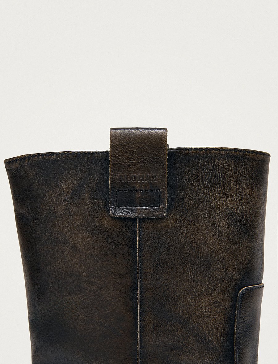 ALOHAS - Rajan Black Leather Boots - bronze brown - 5