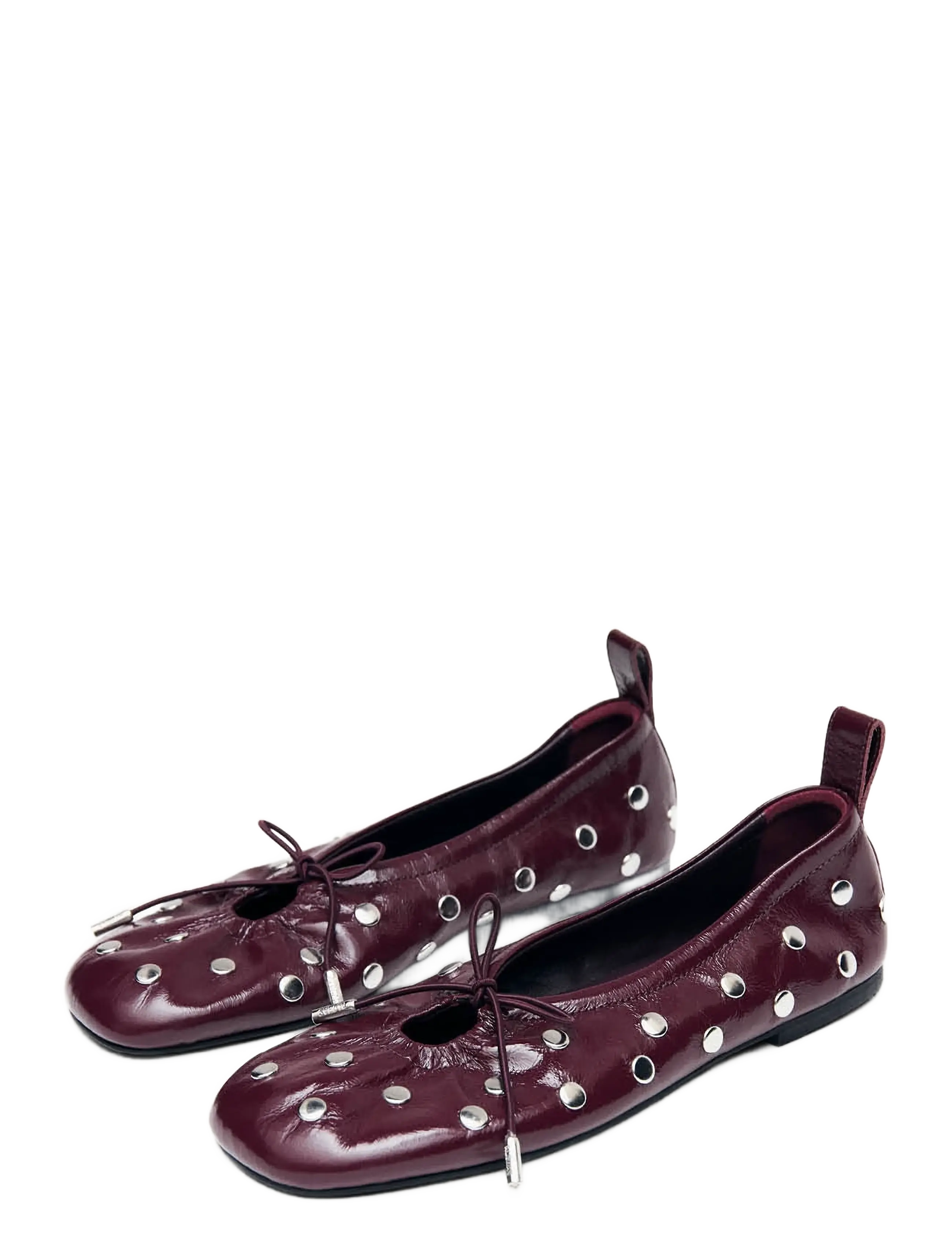 ALOHAS Rosalind All Studs Patent Leather Ballet Flats - Sko - BURGUNDY / burgundy