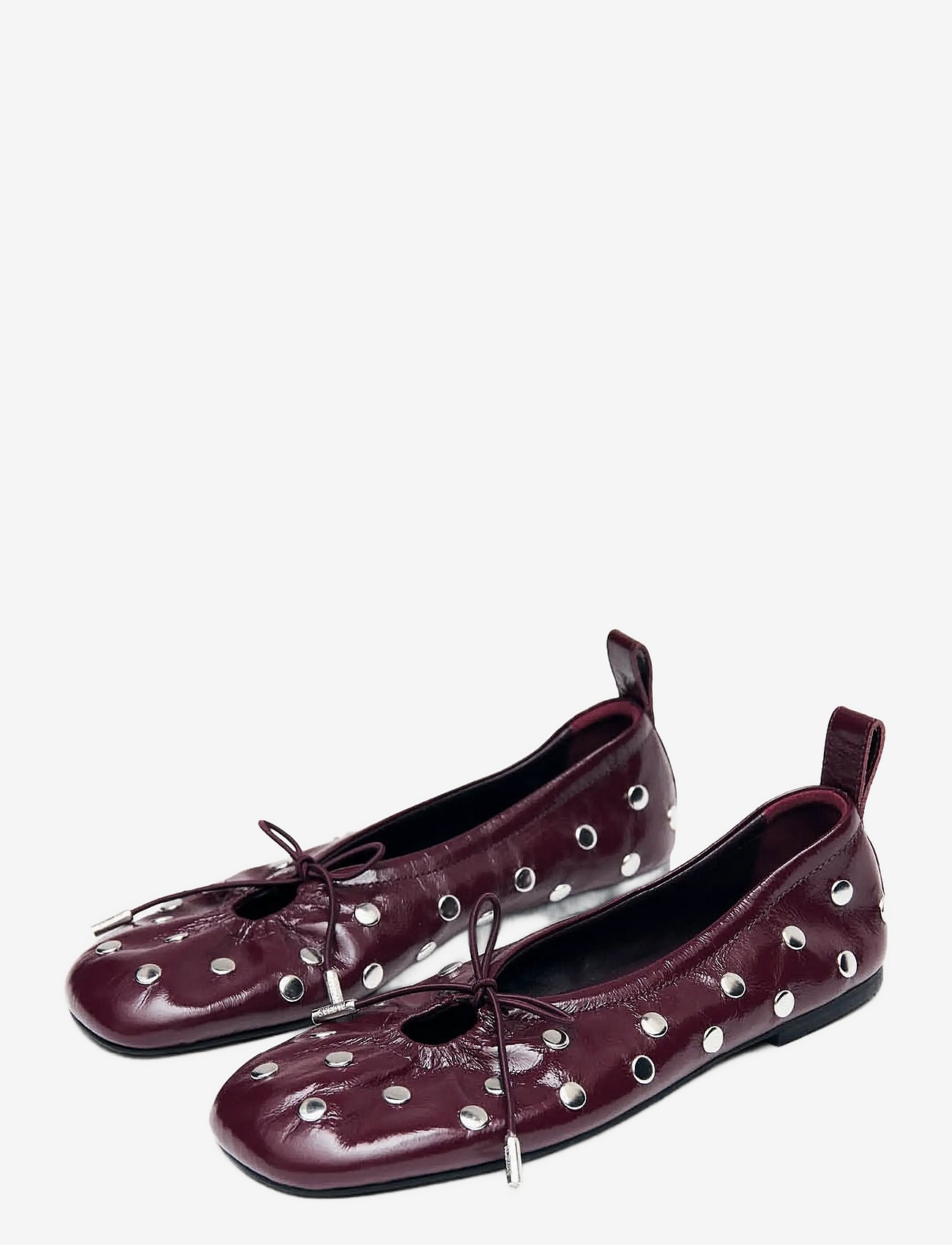 ALOHAS Rosalind All Studs Patent Leather Ballet Flats - Burgundy - 39