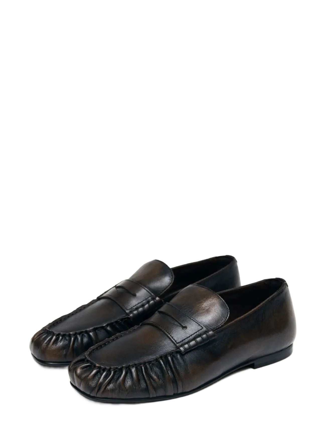 ALOHAS Aven Vintage Effect Brown Leather Loafers - Loafers - CHOCOLATE BROWN / brown