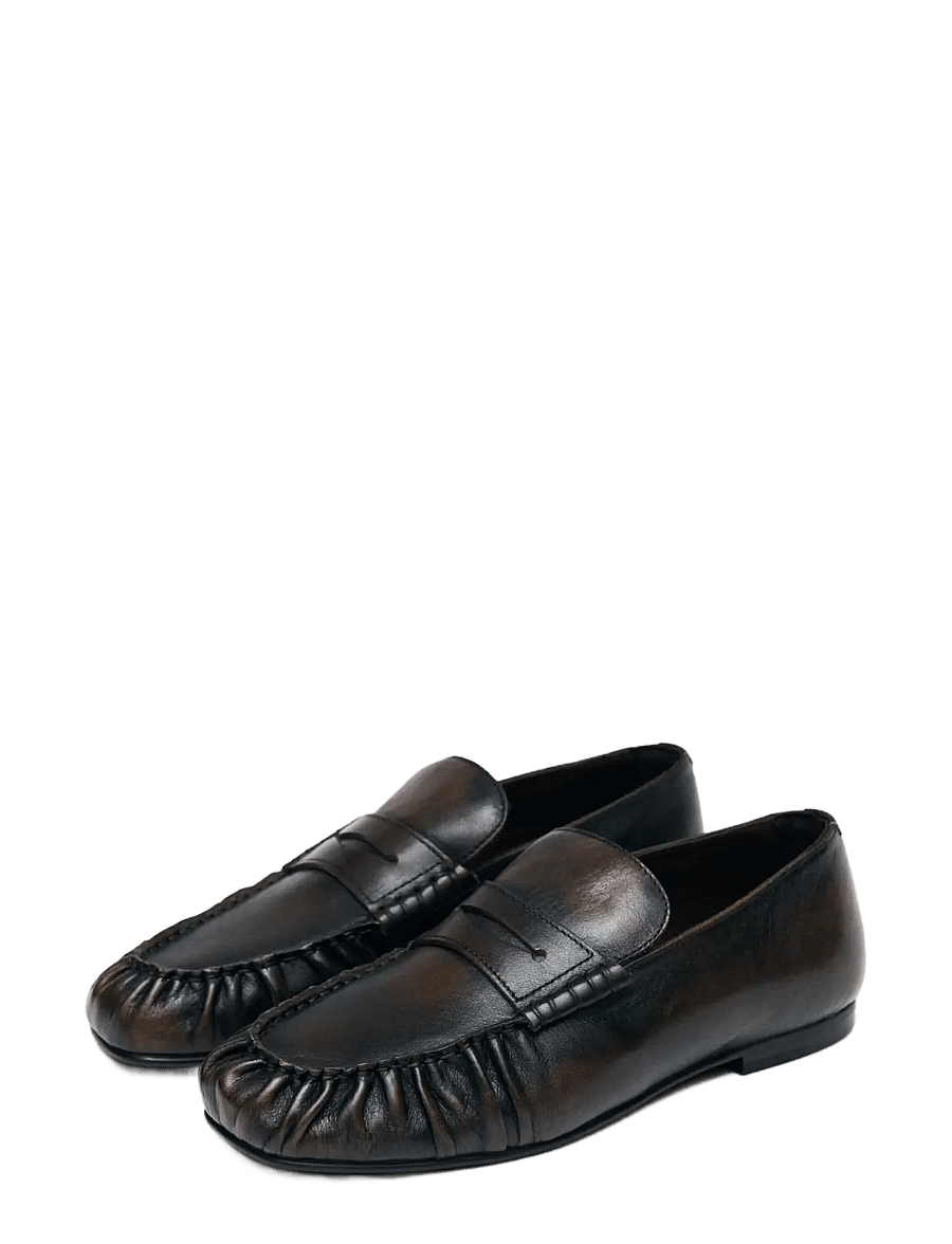 ALOHAS - Aven Vintage Effect Brown Leather Loafers - modetrends - chocolate brown - 1