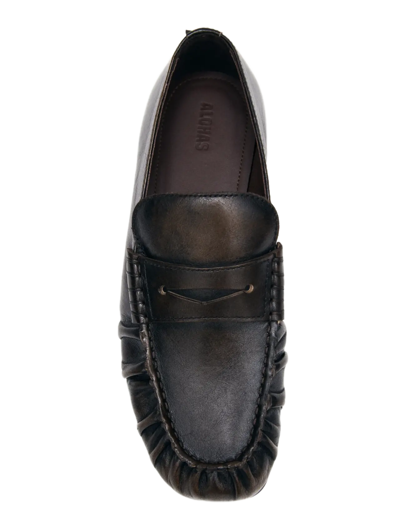ALOHAS - Aven Vintage Effect Brown Leather Loafers - chocolate brown - 3