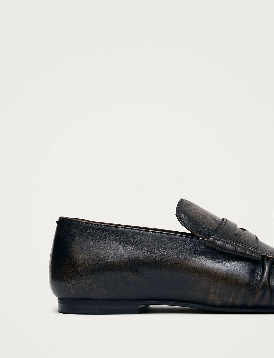 ALOHAS - Aven Vintage Effect Brown Leather Loafers - modetrends - chocolate brown - 5
