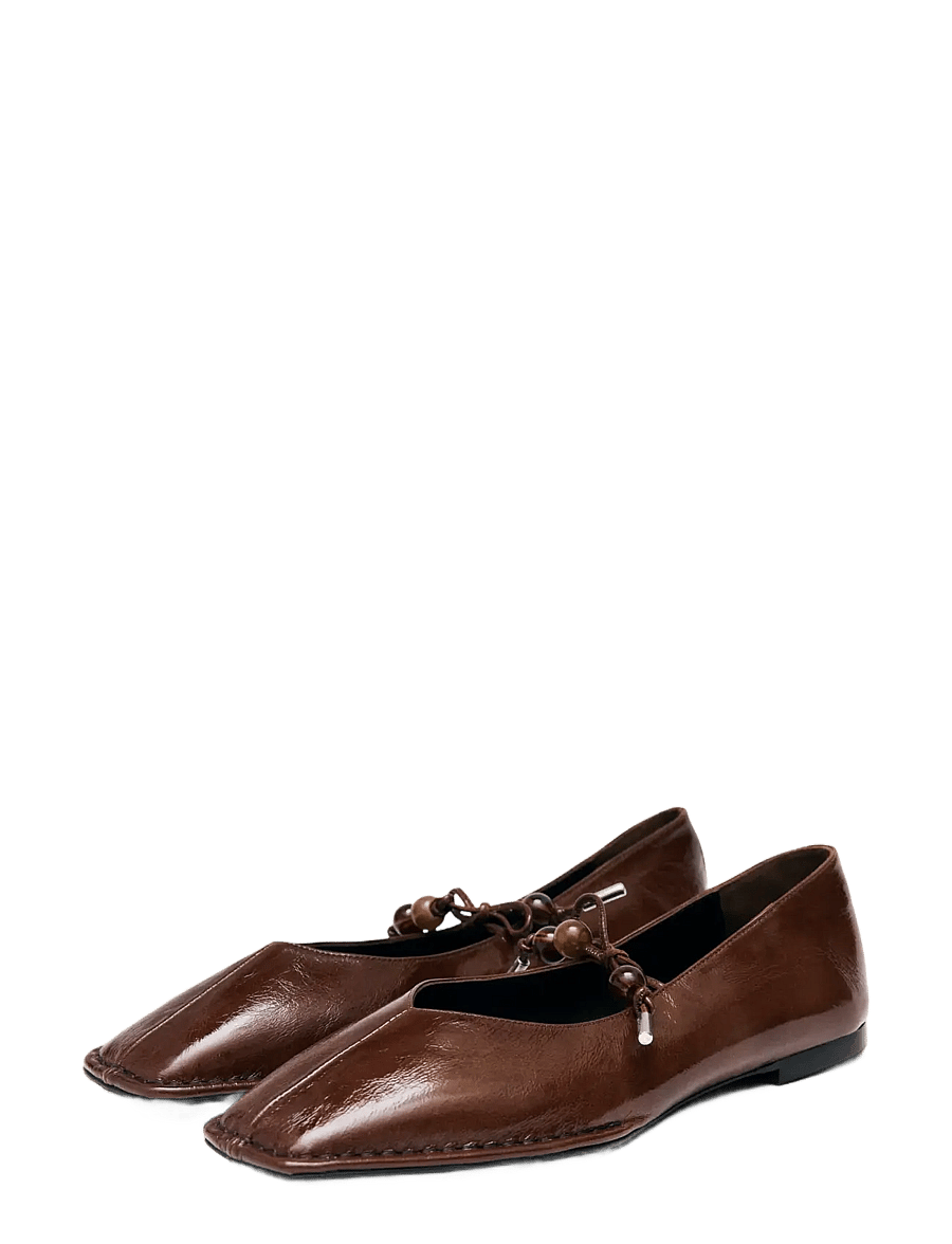 ALOHAS - Sway Beads Rift Brown Leather Ballet Flats - special occasions - brown - 1