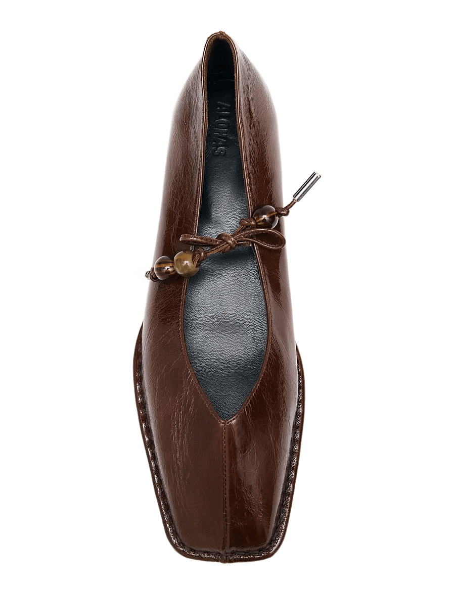 ALOHAS - Sway Beads Rift Brown Leather Ballet Flats - special occasions - brown - 3