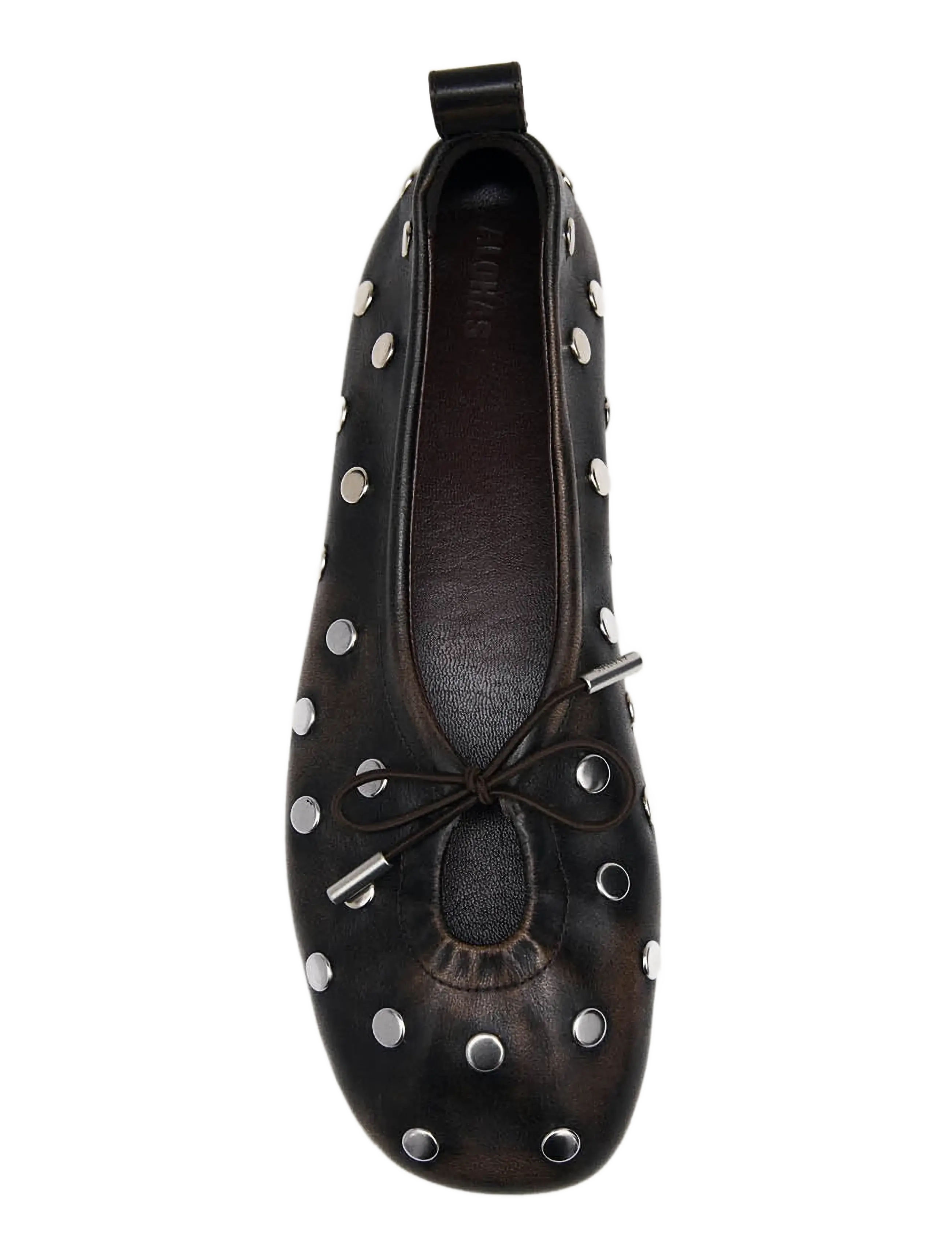 ALOHAS - Rosalind All Studs Vintage Effect Brown Leather Ballet Flats - brown - 2