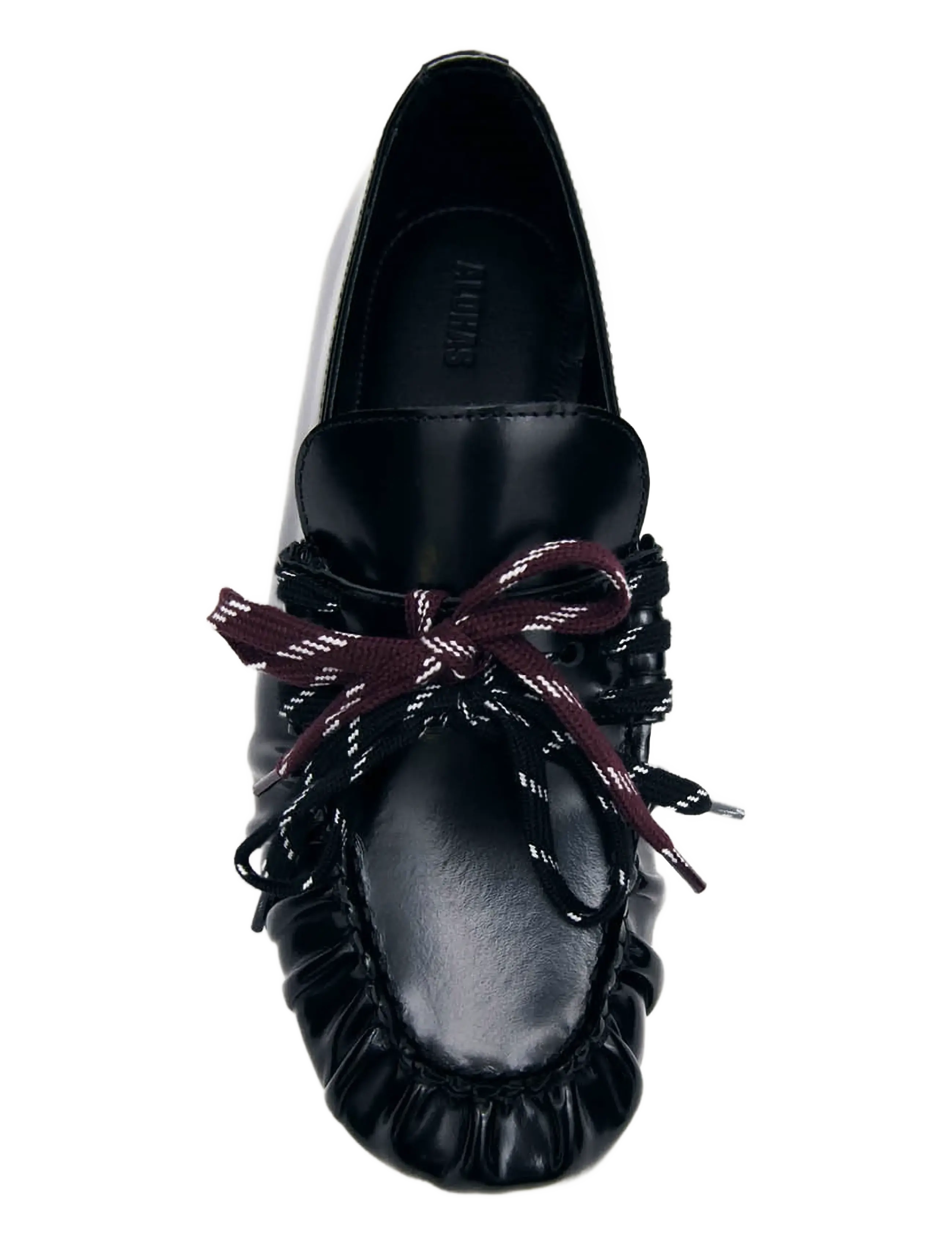 ALOHAS Aven Lace Black Leather Loafers - Loafers - BLACK / black