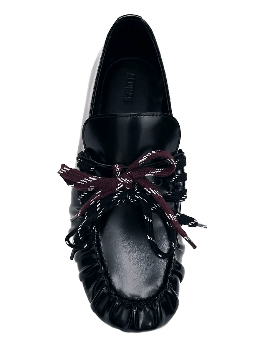 ALOHAS - Aven Lace Black Leather Loafers - black - 1
