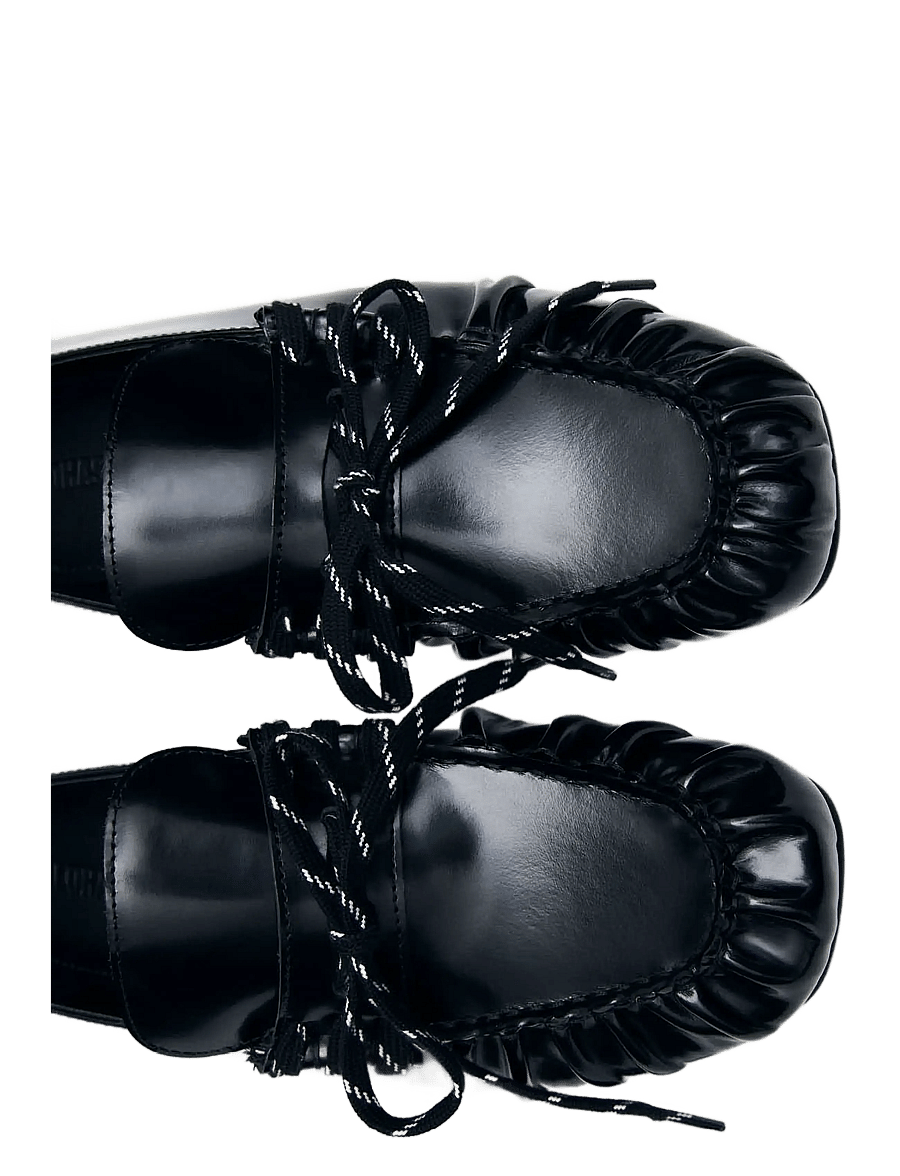 ALOHAS - Aven Lace Black Leather Loafers - black - 4