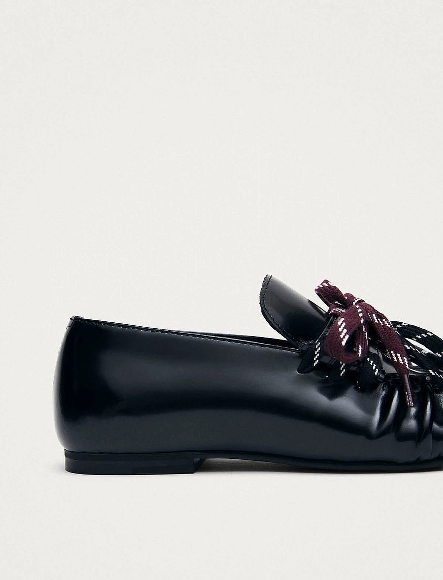 ALOHAS - Aven Lace Black Leather Loafers - black - 5