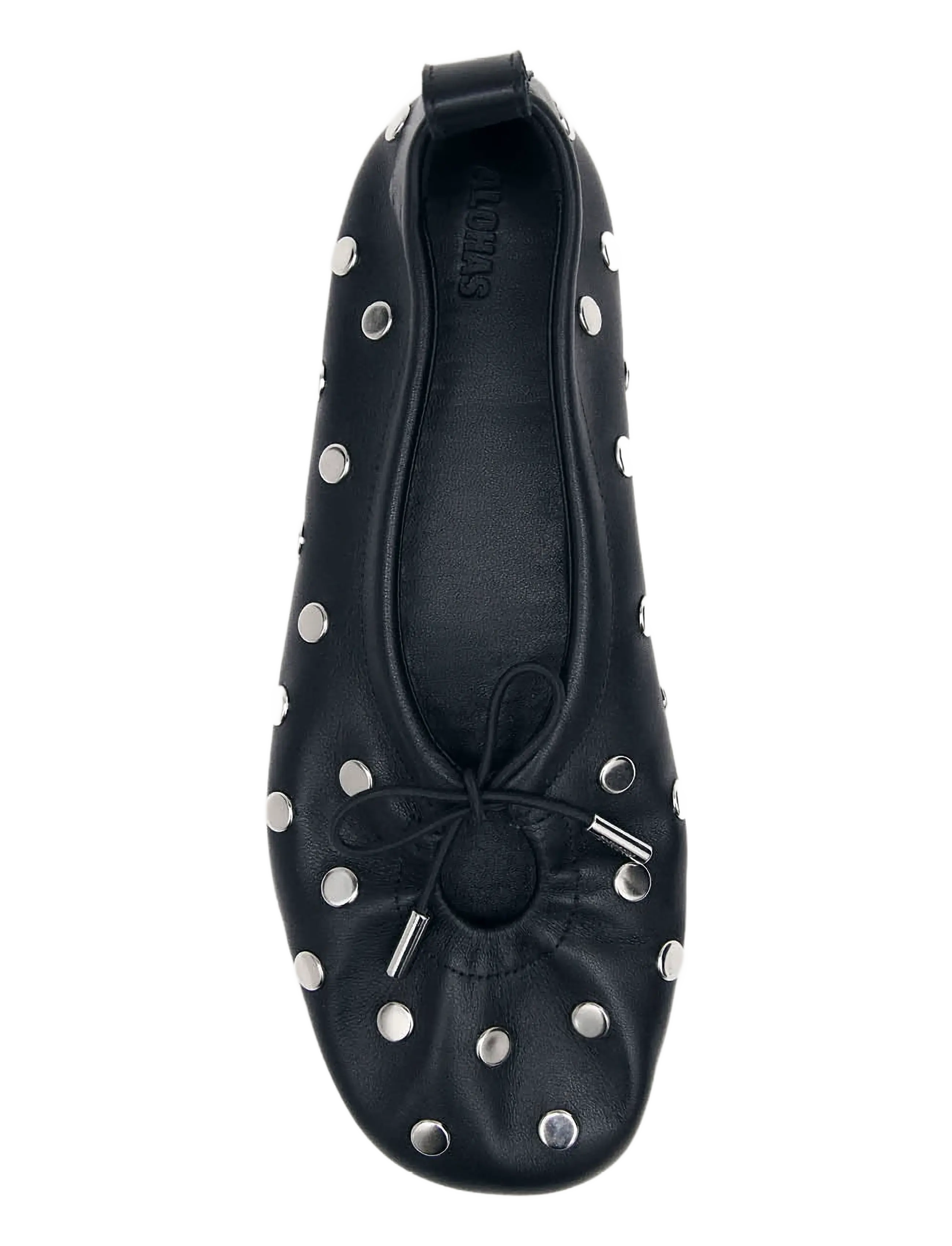 ALOHAS - Rosalind All Studs Black Leather Ballet Flats - black - 2
