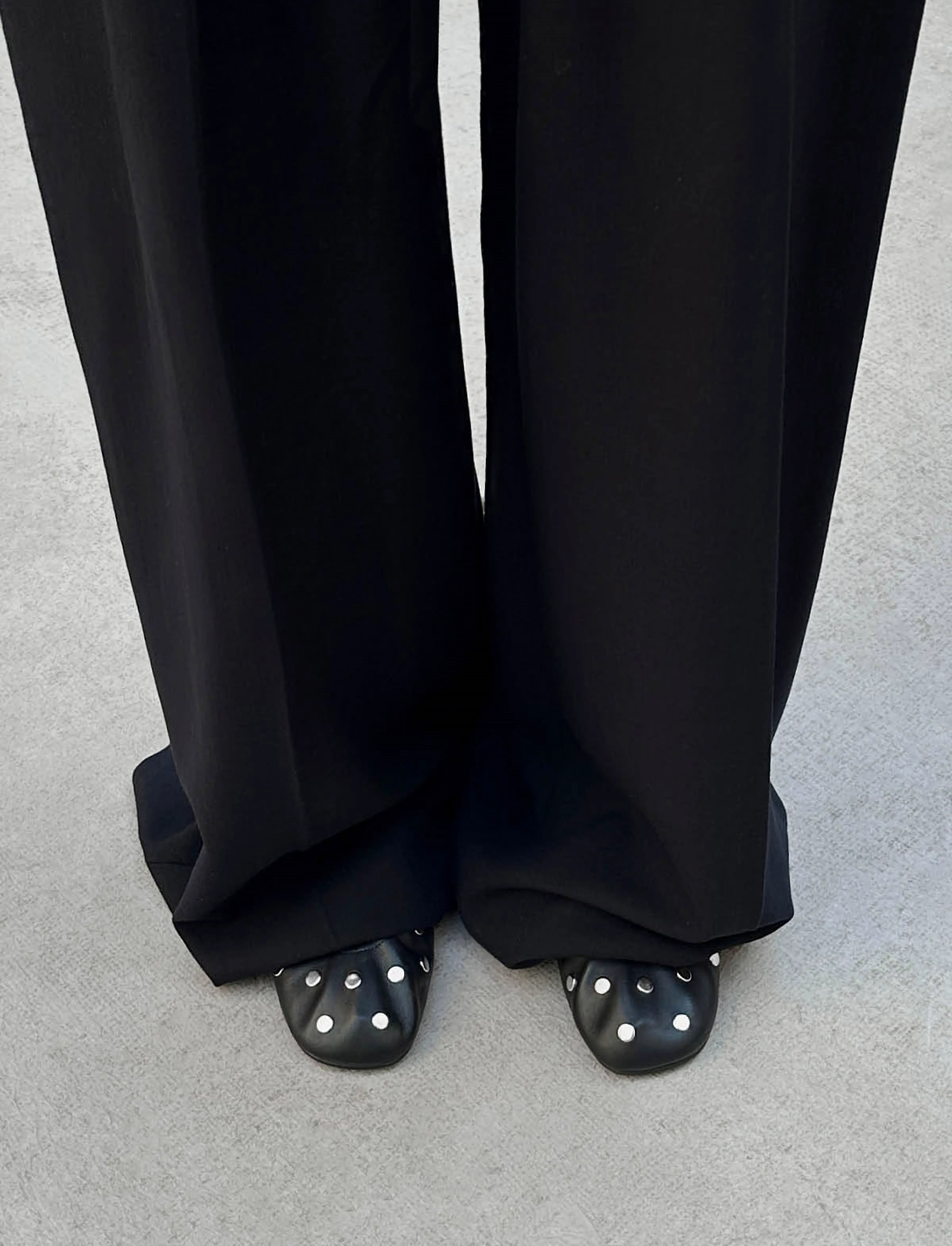 ALOHAS - Rosalind All Studs Black Leather Ballet Flats - black - 0