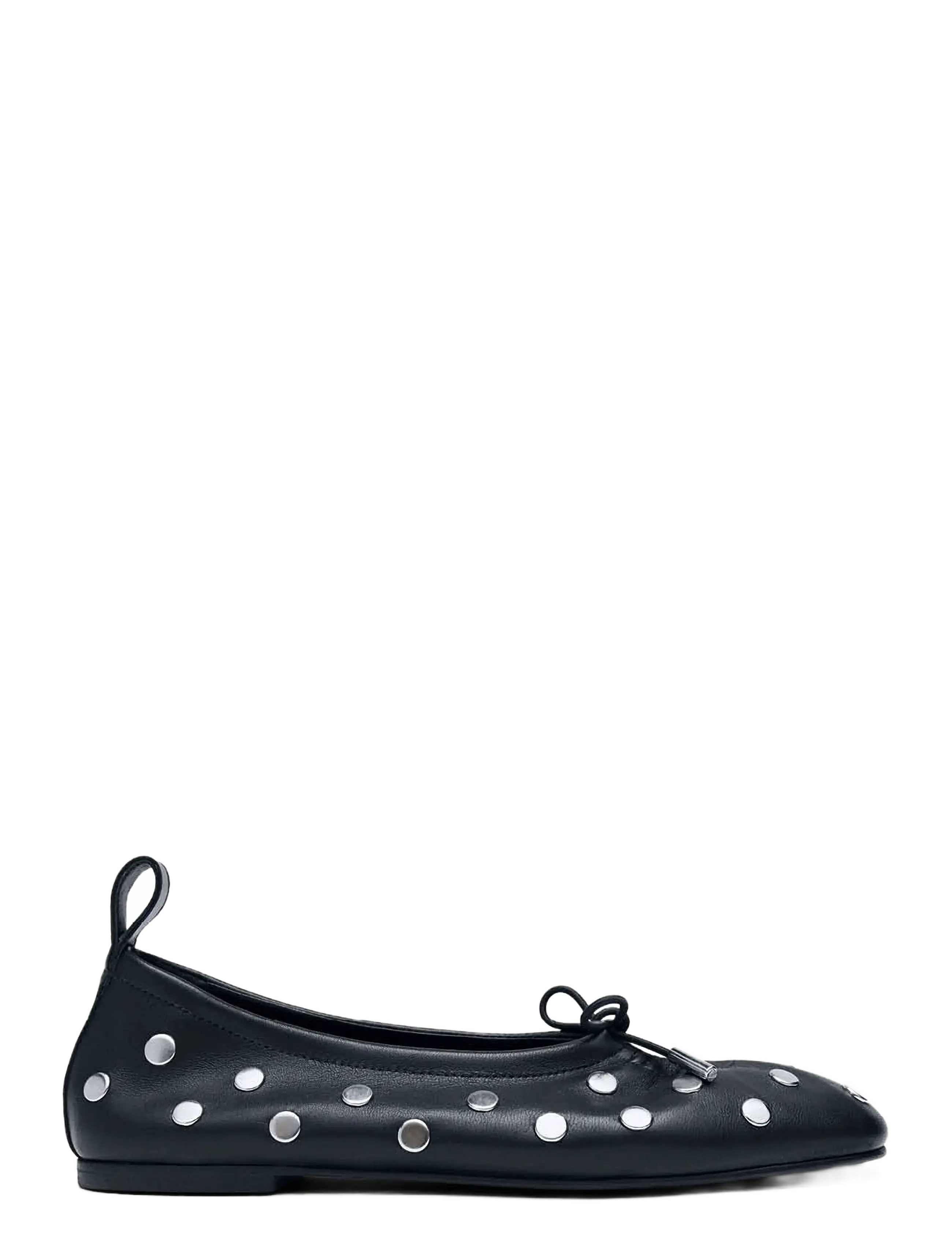 ALOHAS - Rosalind All Studs Black Leather Ballet Flats - black - 3