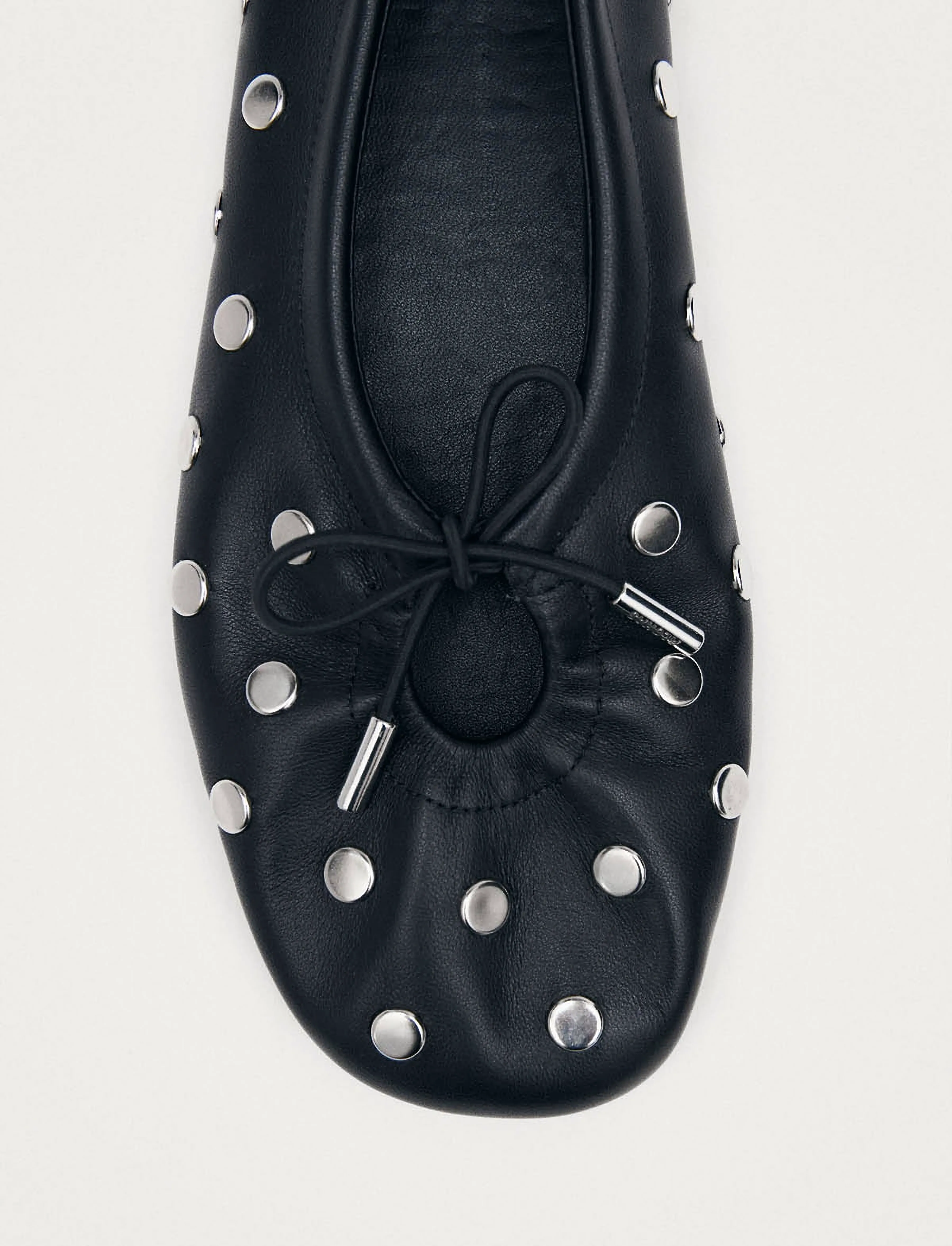ALOHAS - Rosalind All Studs Black Leather Ballet Flats - black - 4