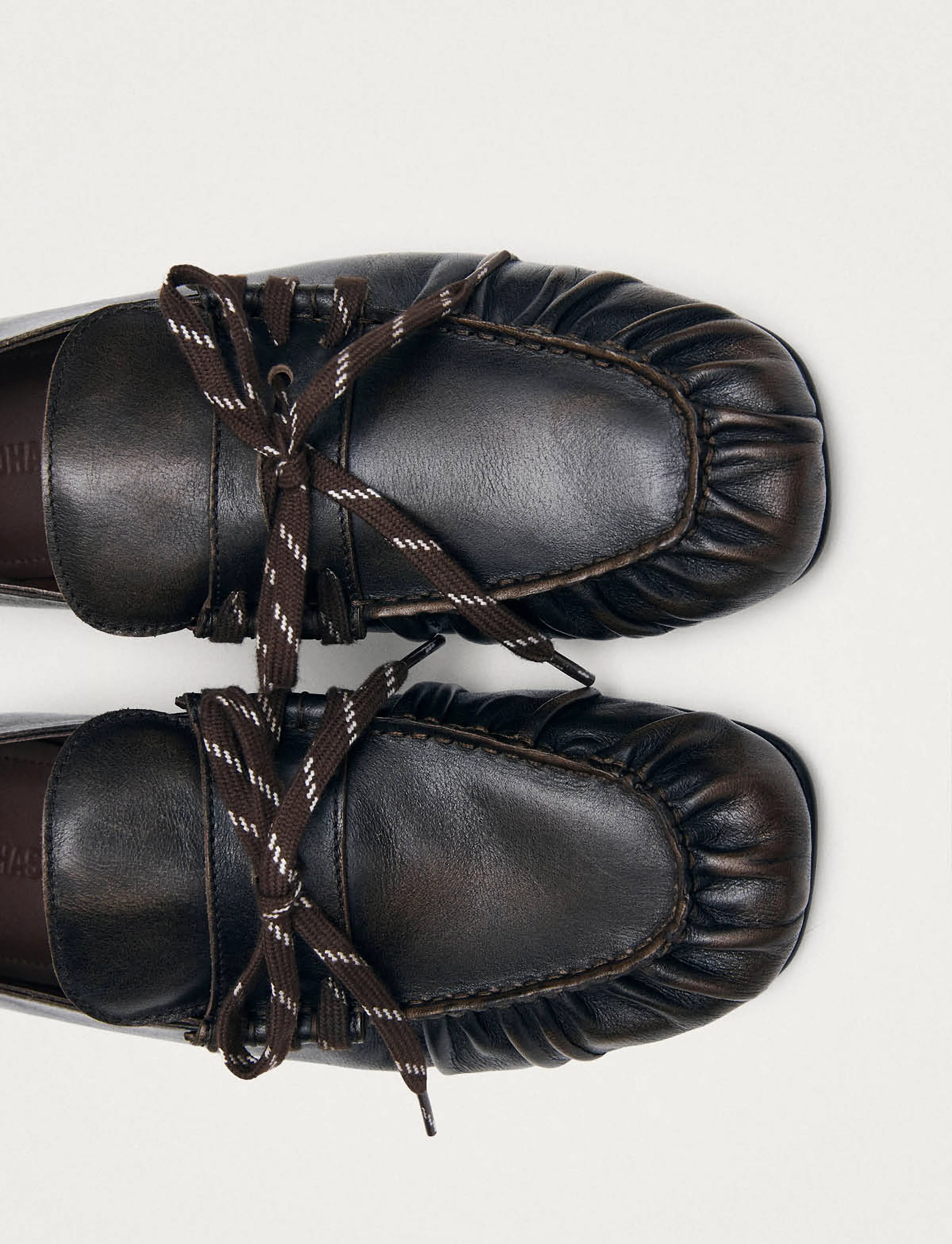 ALOHAS - Aven Lace Vintage Effect Brown Leather Loafers - brown - 4