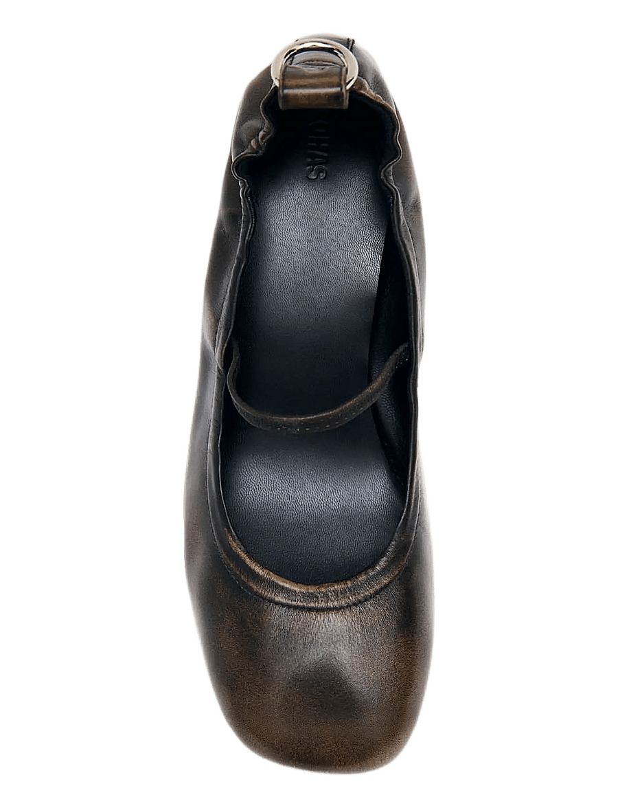 ALOHAS - Rhiane Vintage Effect Brown Leather Pumps - cocoa brown - 2