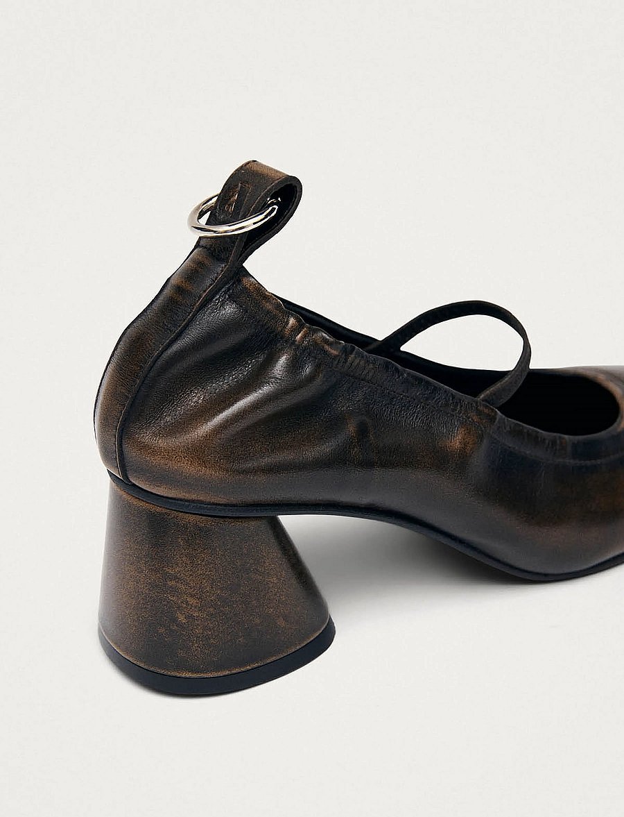 ALOHAS - Rhiane Vintage Effect Brown Leather Pumps - cocoa brown - 5