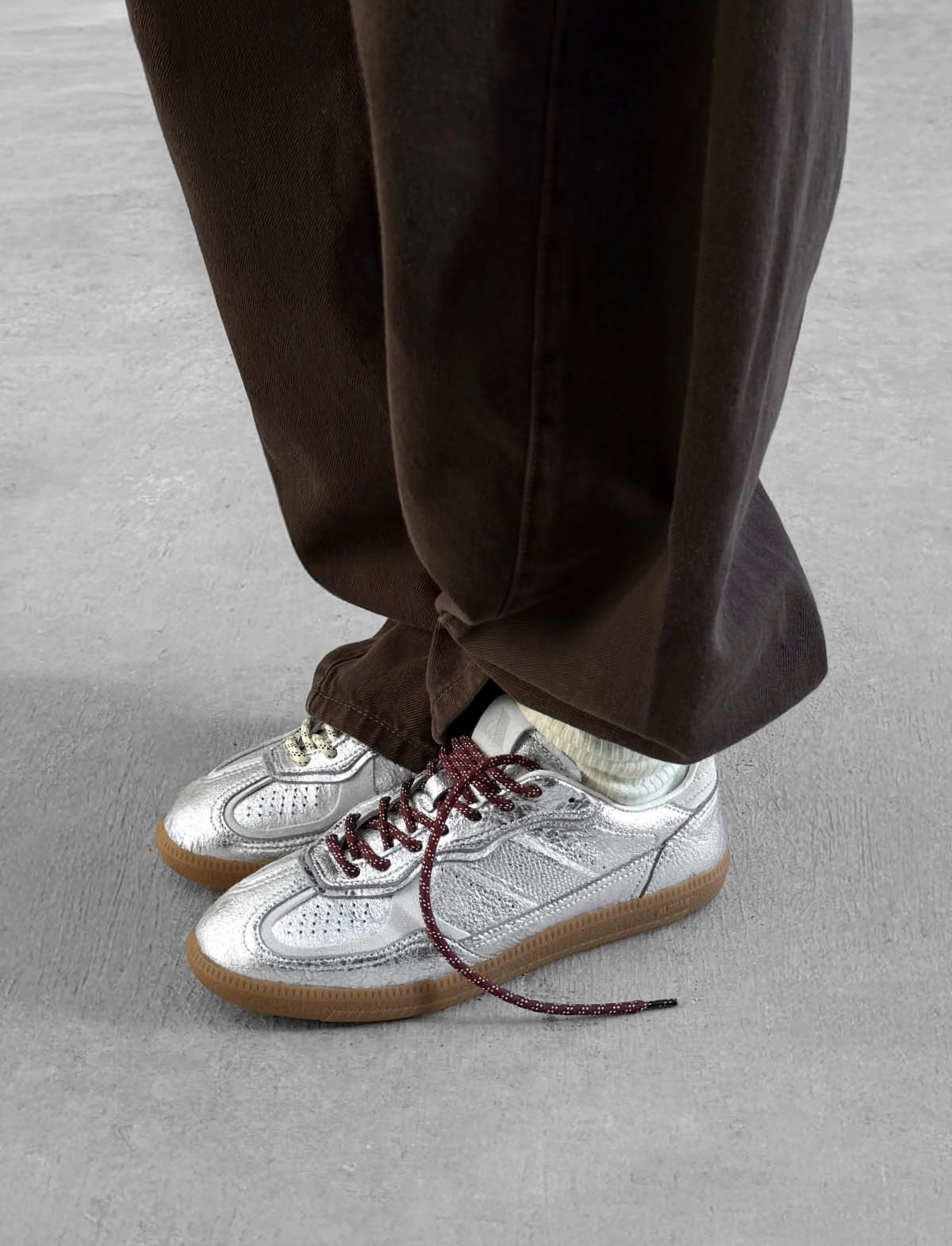 ALOHAS Tb.490 Shimmer Recycled Silver Cream Leather Sneakers, Kvinder, Sneakers, Sølv, Str: 38