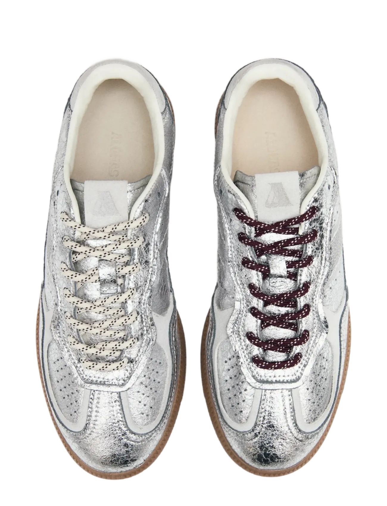 ALOHAS - Tb.490 Shimmer Recycled Silver Cream Leather Sneakers - lave sneakers - silver birch - 5
