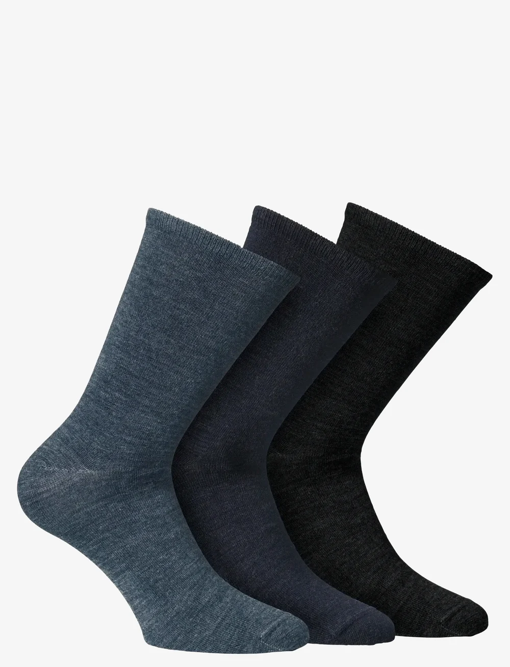 Alpacasocks&Co - Knitted merino socks in 3-pack mixed - vanliga strumpor - nero/abisso/fiume - 0
