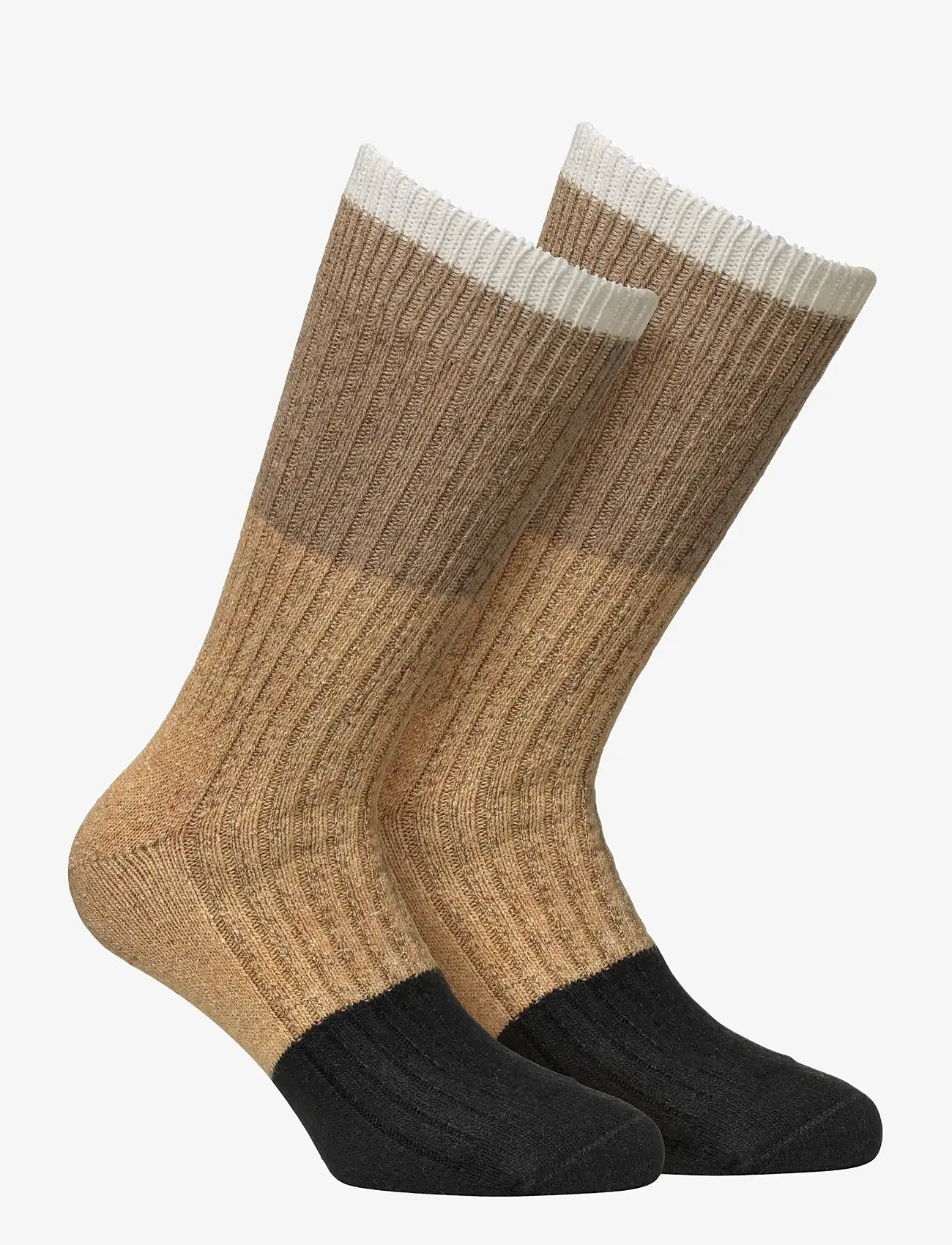 Alpacasocks&Co - Merino Block 1-pack - crew-socken - latte-tan-light grey-nero - 0