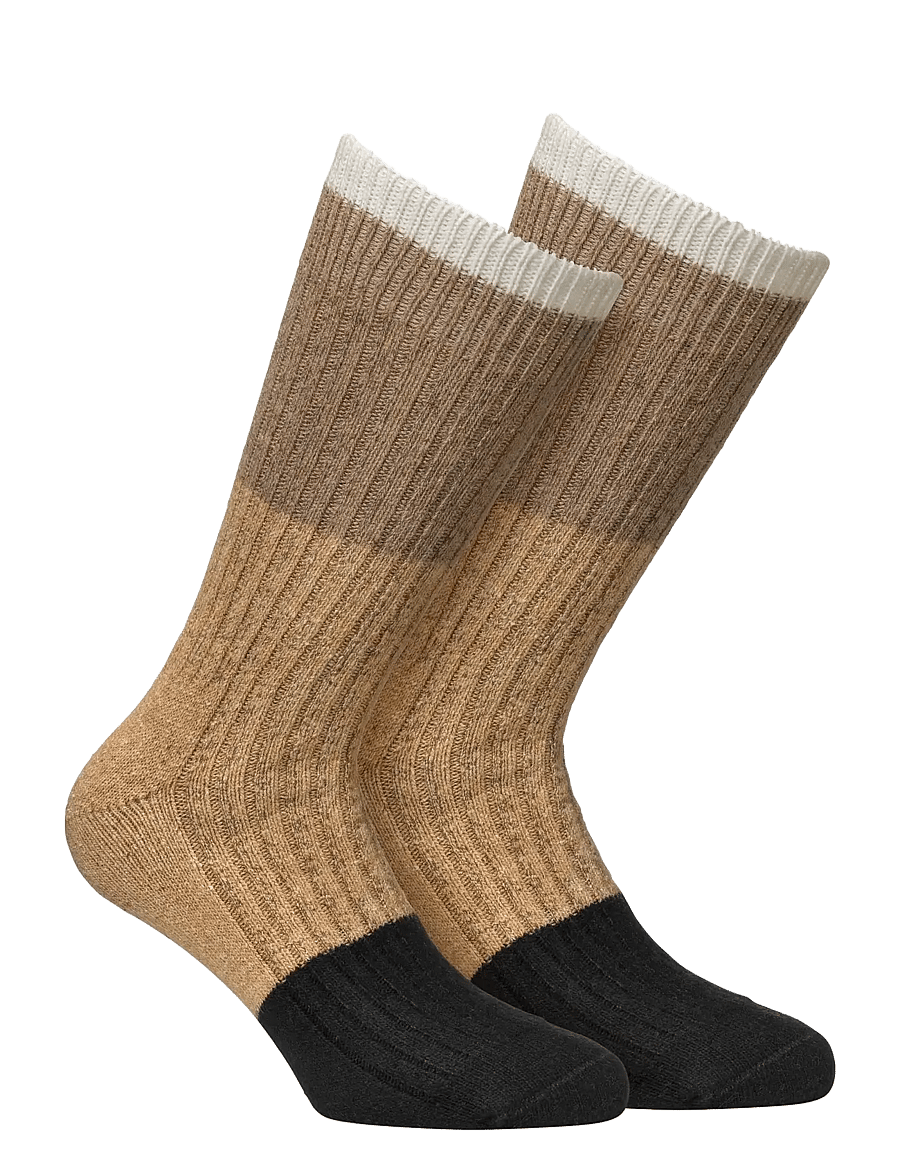 Alpacasocks&Co - Merino Block 1-pack - crew sokkar - latte-tan-light grey-nero - 0