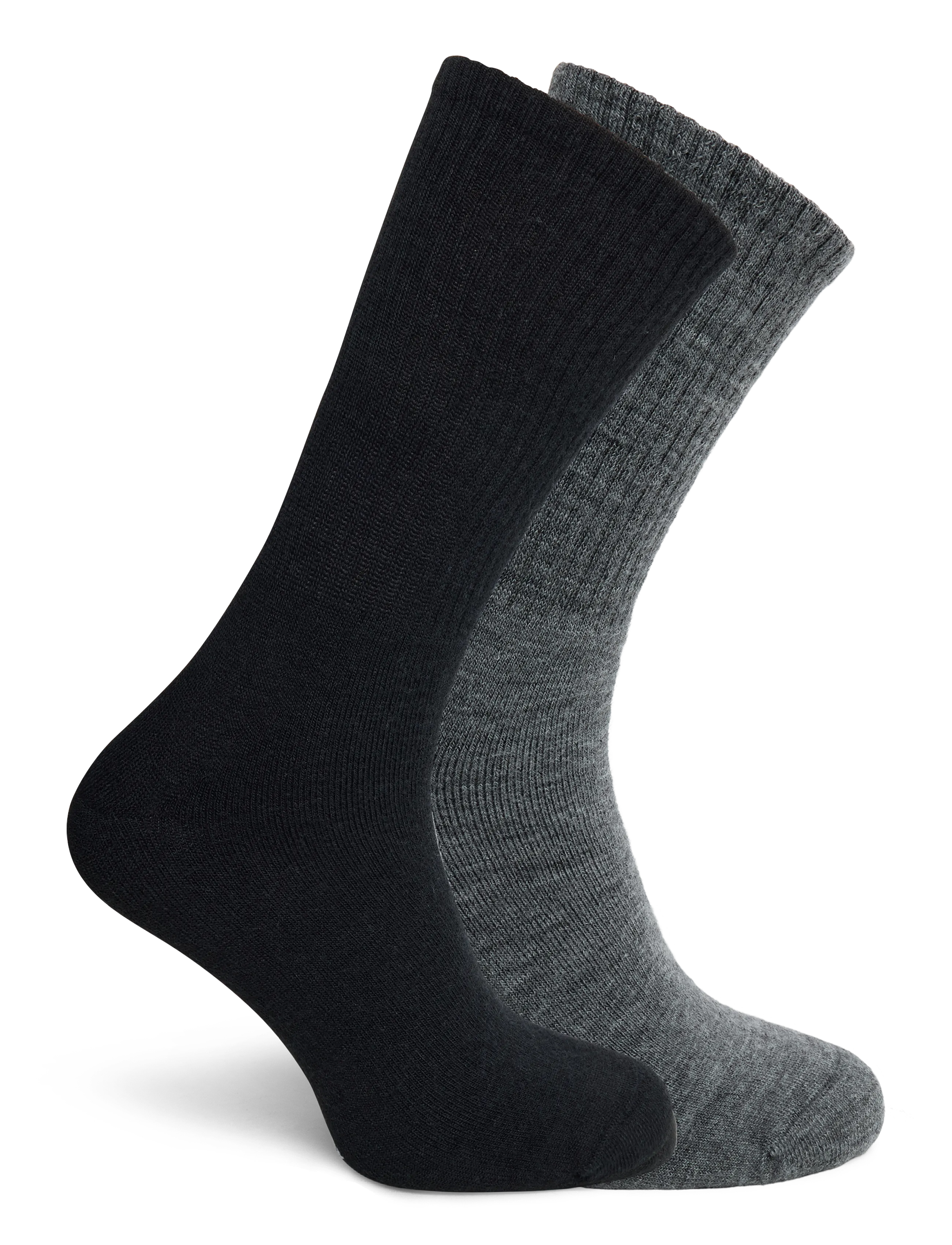 Alpacasocks&Co - Merino Casual 2-pack - crew socks - black-medium grey - 1