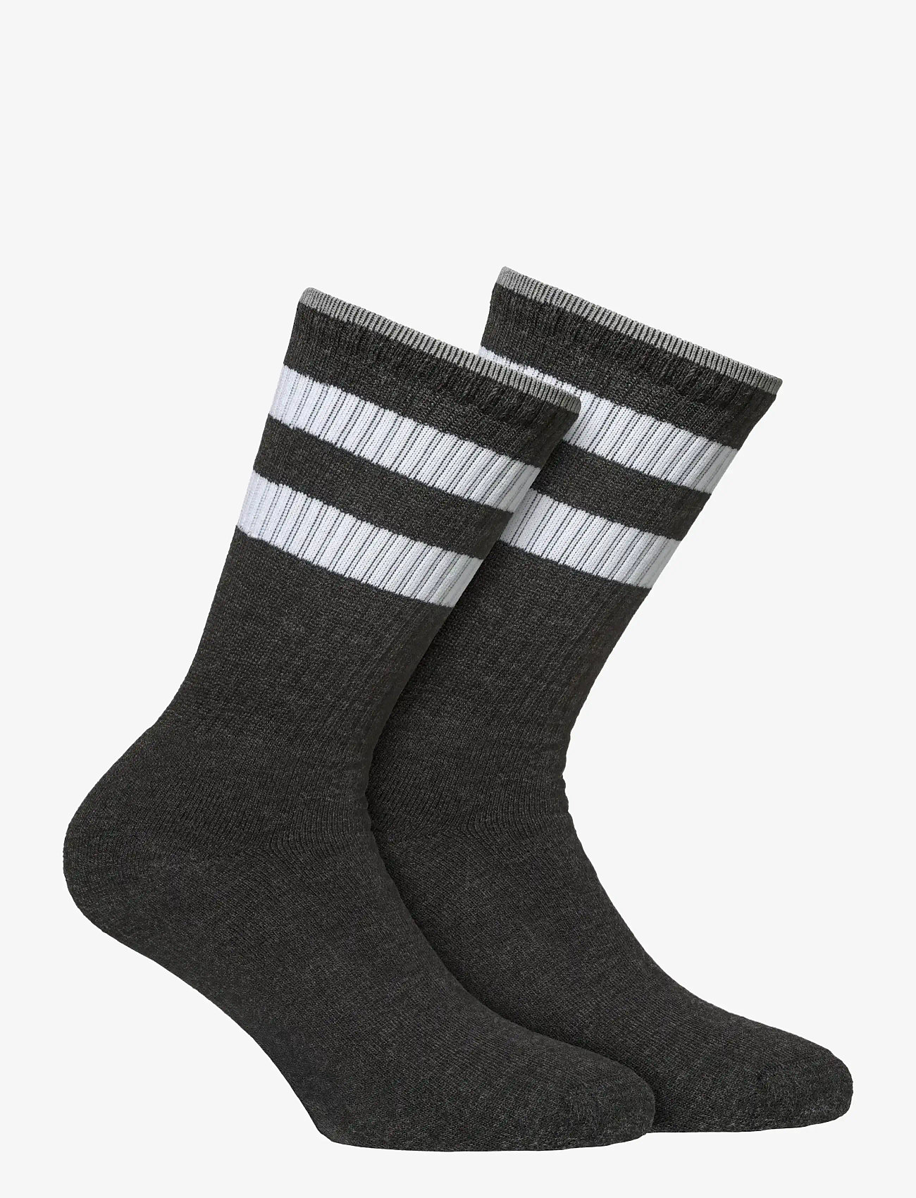 Alpacasocks&Co - Merino Casual Stripes 2-pack - crew-socken - antracite/bianco/metallic - 0