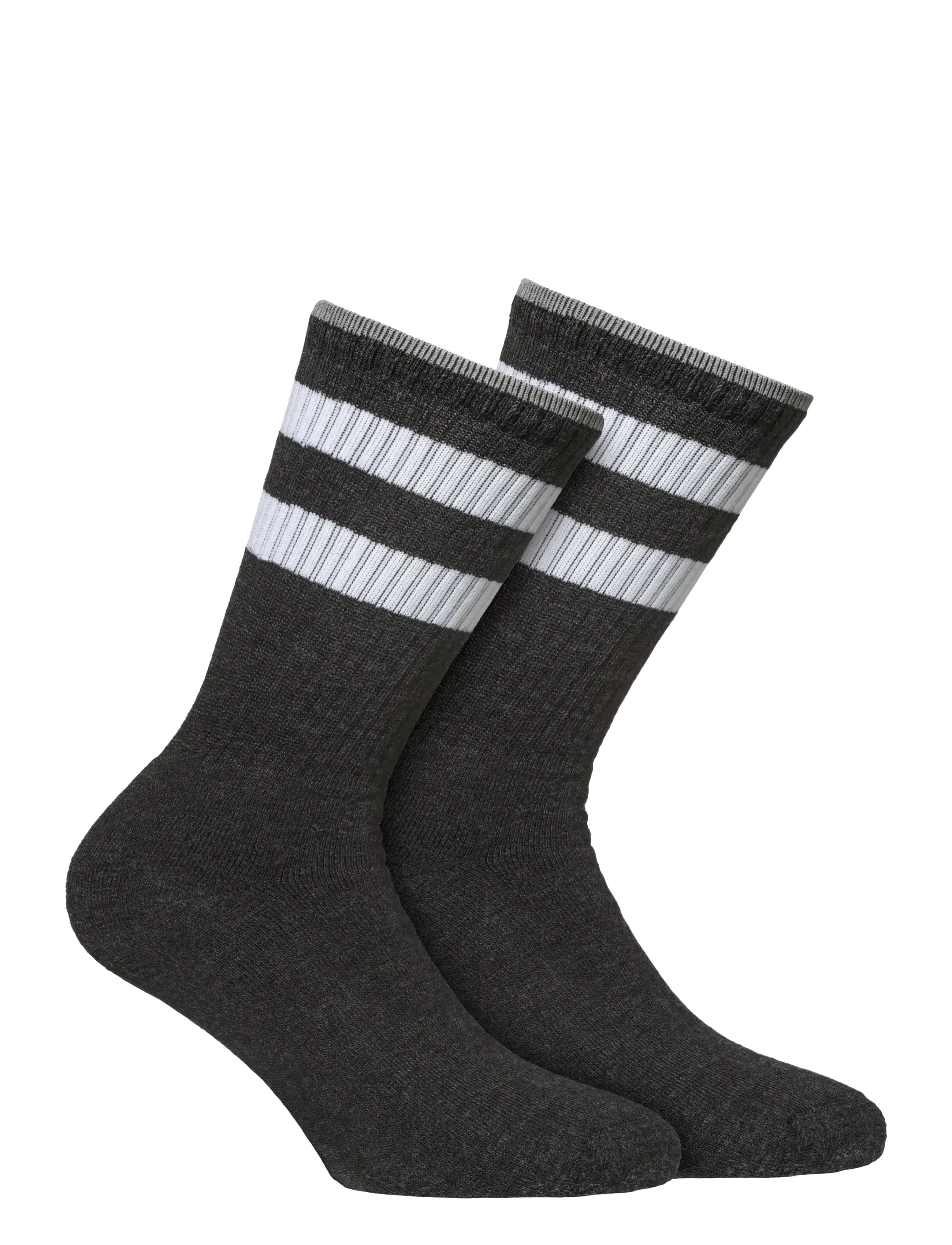Alpacasocks&Co Merino Casual Stripes 2-pack - Almindelige strømper - ANTRACITE/BIANCO/METALLIC / grey