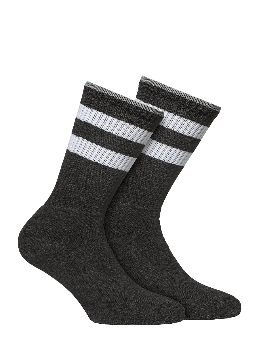 Alpacasocks&Co - Merino Casual Stripes 2-pack - tennissocken - antracite/bianco/metallic - 0