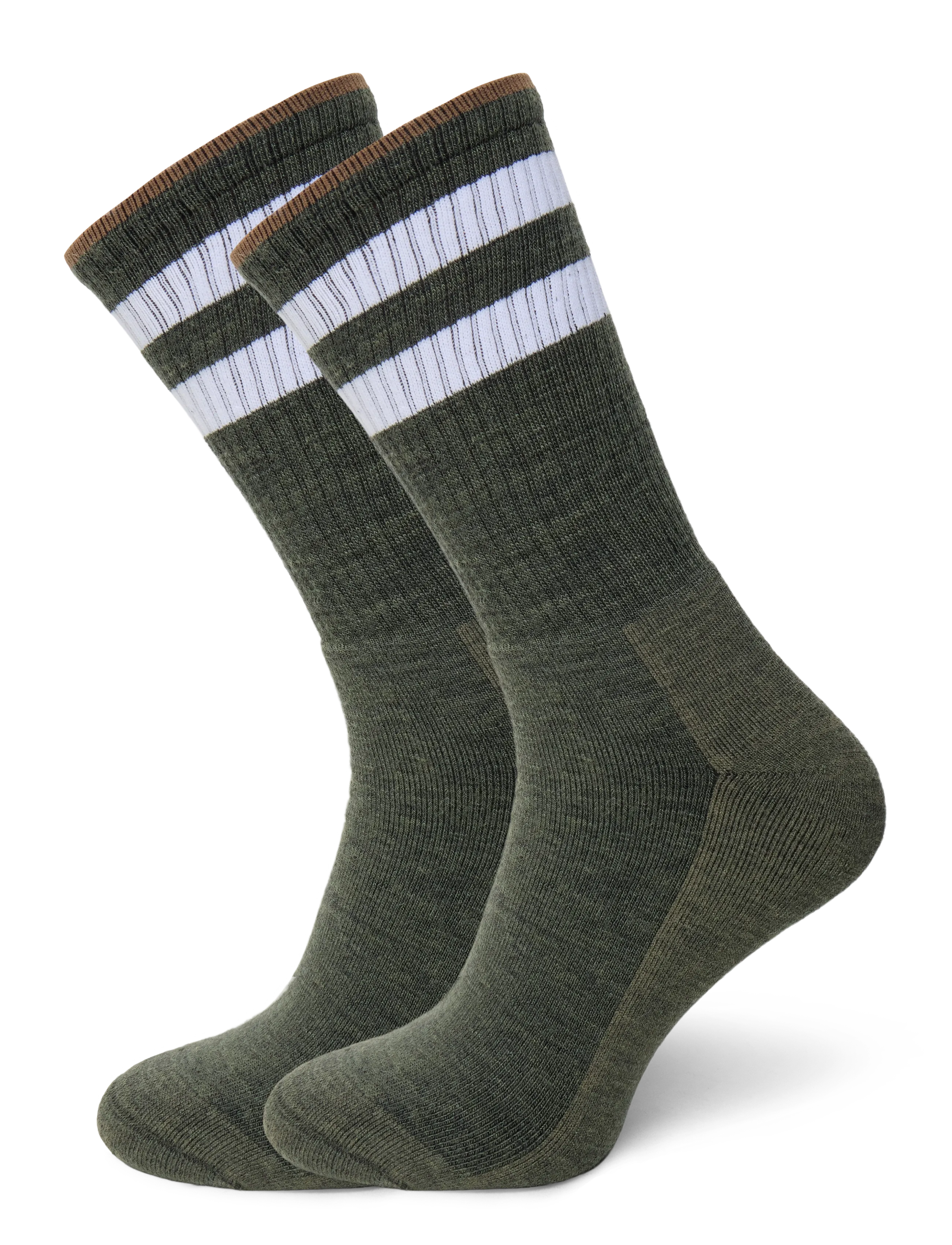 Alpacasocks&Co Merino Casual Stripes 2-pack - Multipack underwear - GRIGIOVERDE/BIANCO/CHOCLATE / green