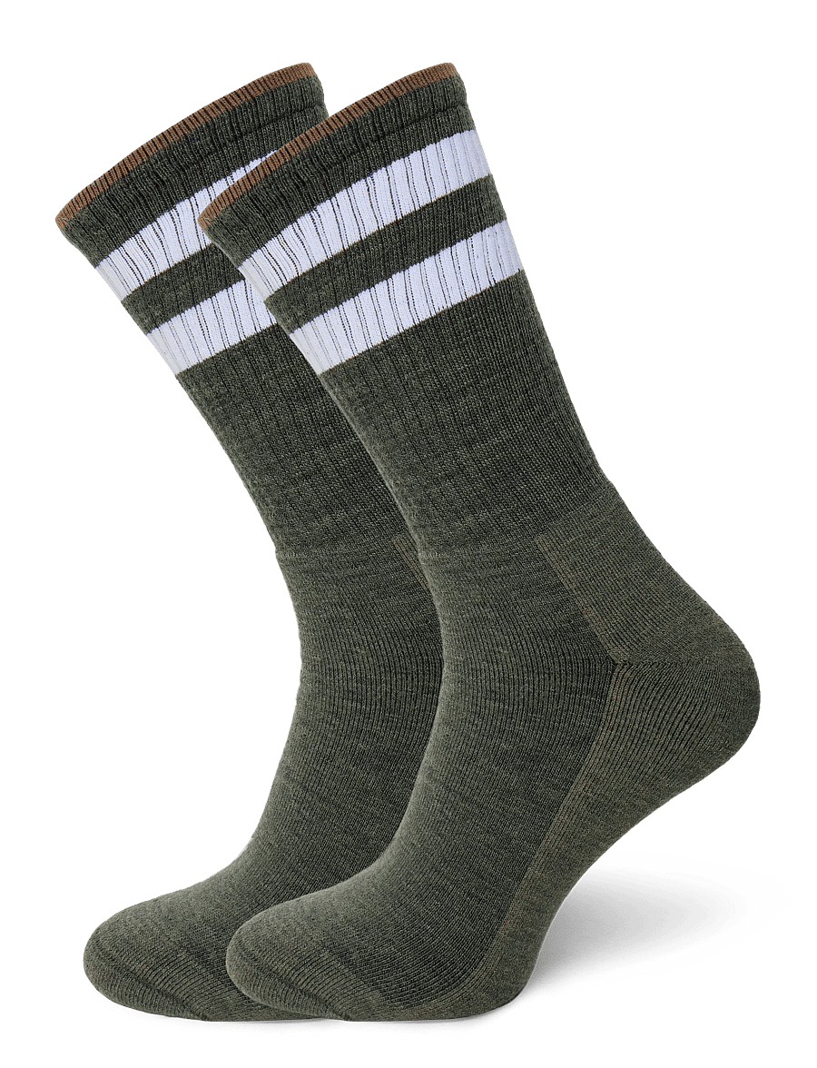 Alpacasocks&Co - Merino Casual Stripes 2-pack - chaussettes crew - grigioverde/bianco/choclate - 0