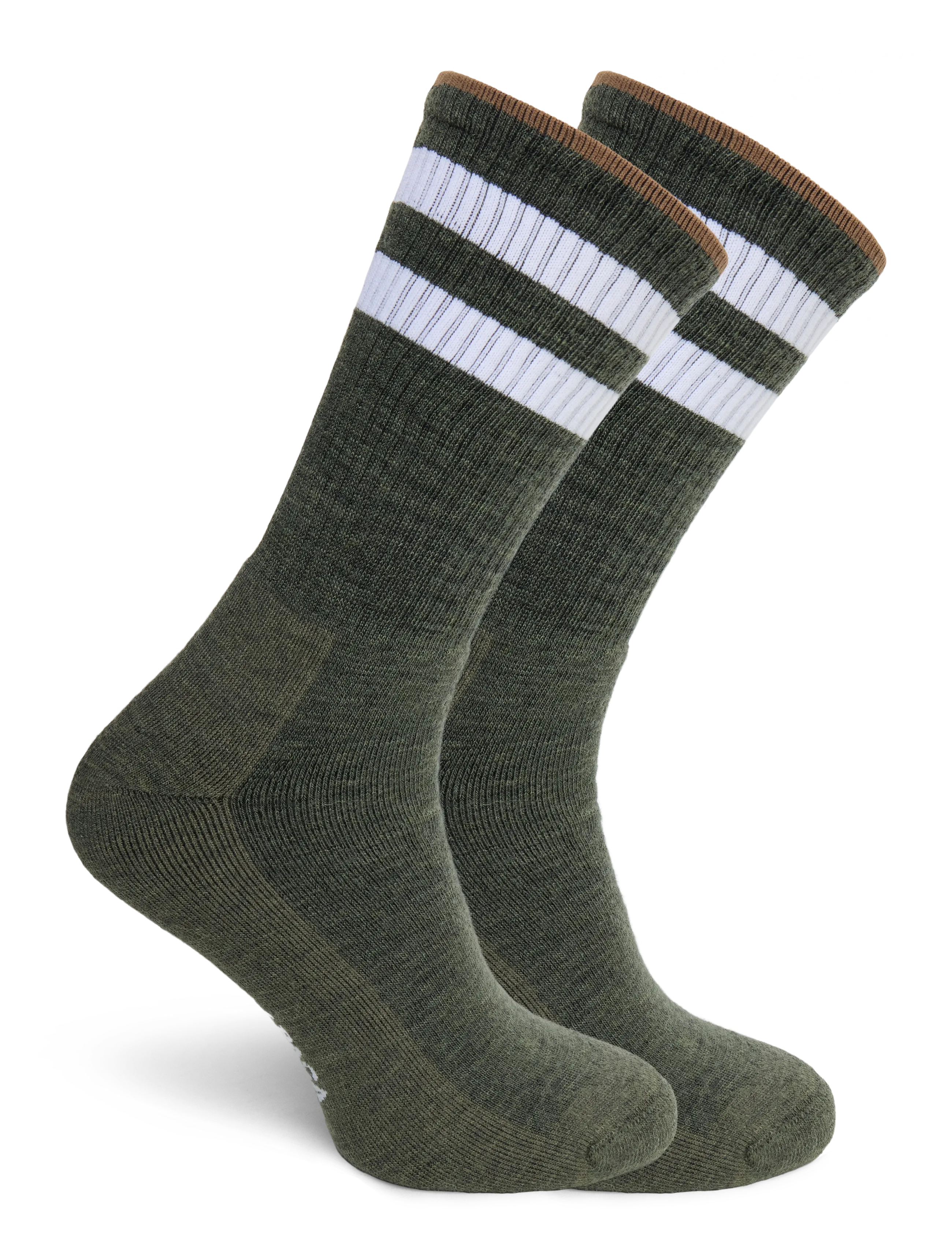 Alpacasocks&Co - Merino Casual Stripes 2-pack - crew socks - grigioverde/bianco/choclate - 1