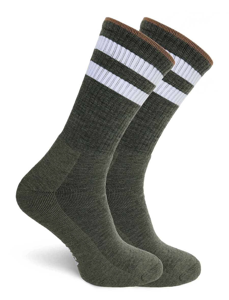 Alpacasocks&Co - Merino Casual Stripes 2-pack - chaussettes crew - grigioverde/bianco/choclate - 1