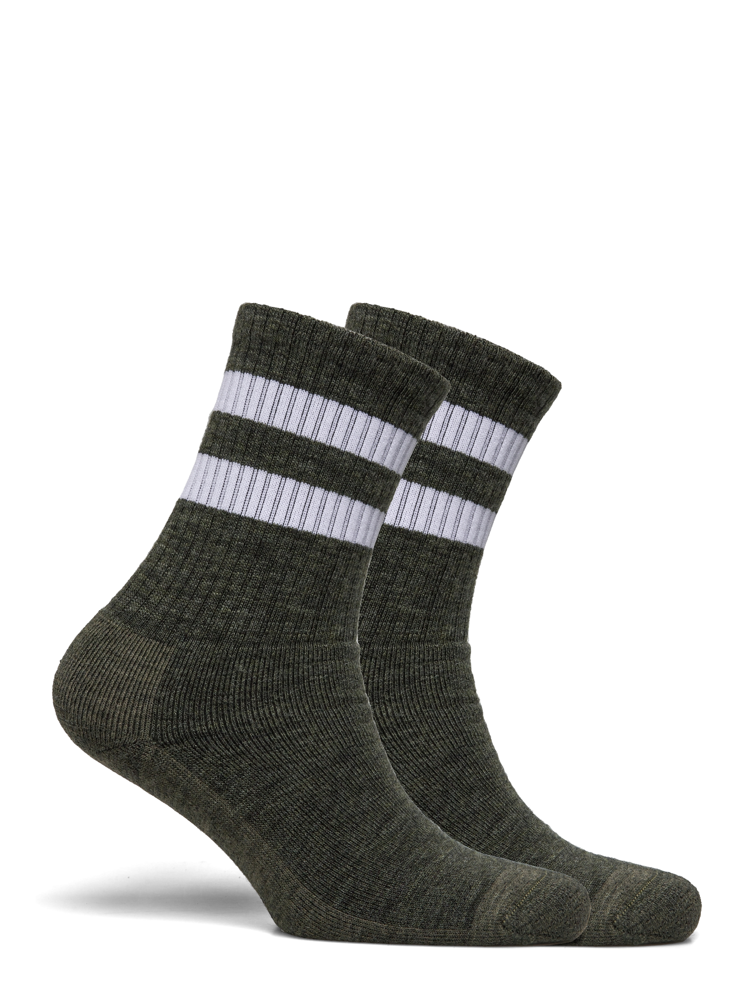 Alpacasocks&Co - Merino Casual Stripes 2-pack - najniższe ceny - green/white - 1